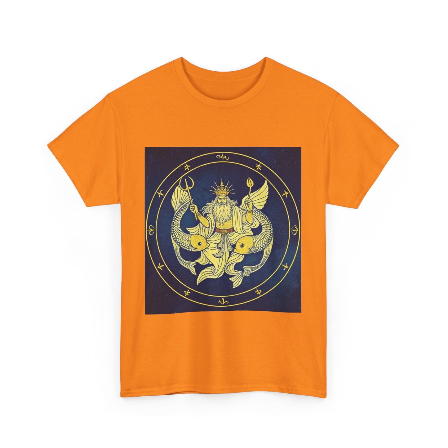 Unisex Heavy Cotton T-Shirt, King of Pisces, Zodiac Design