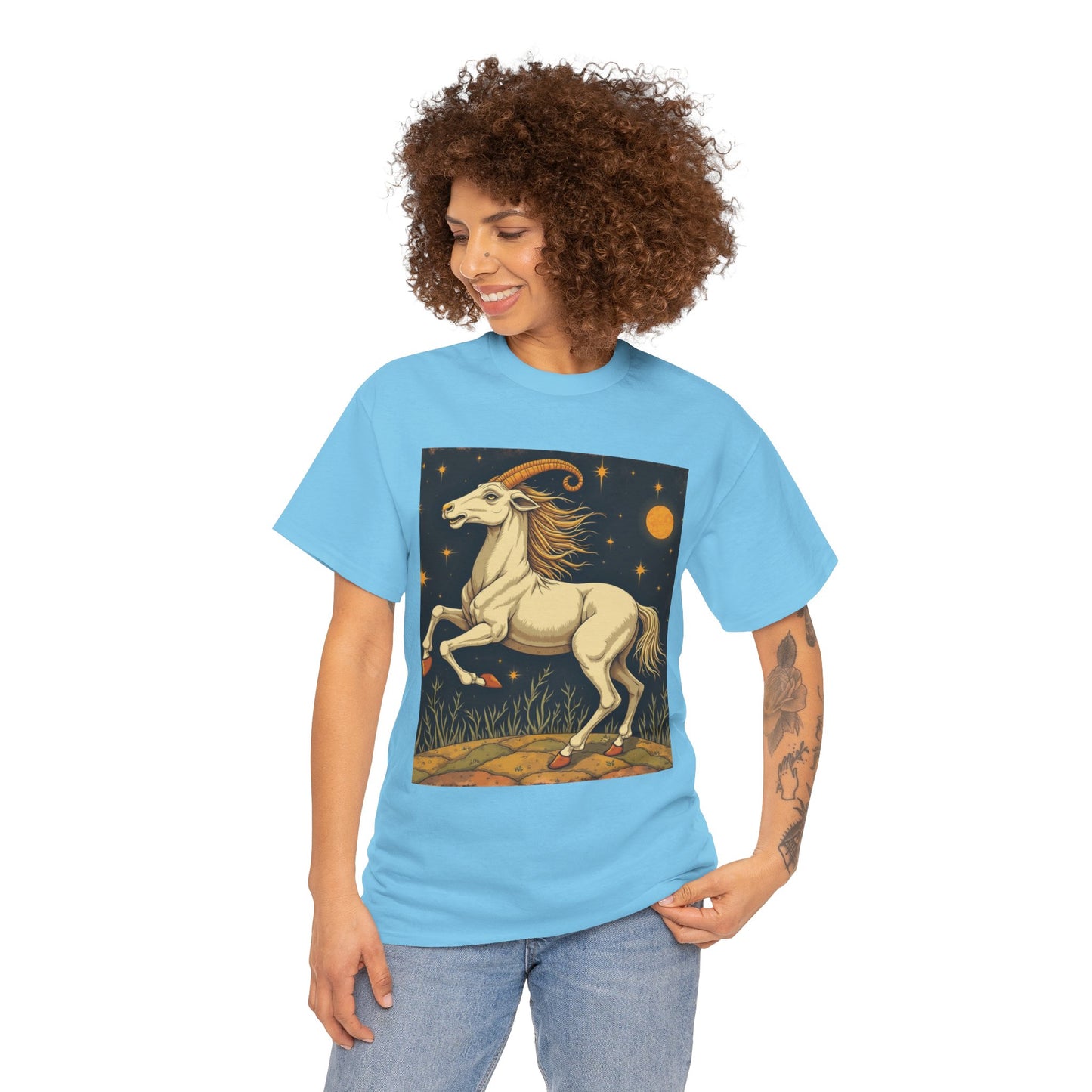 Unisex Heavy Cotton T-Shirt, Aries Animal, Zodiac Design