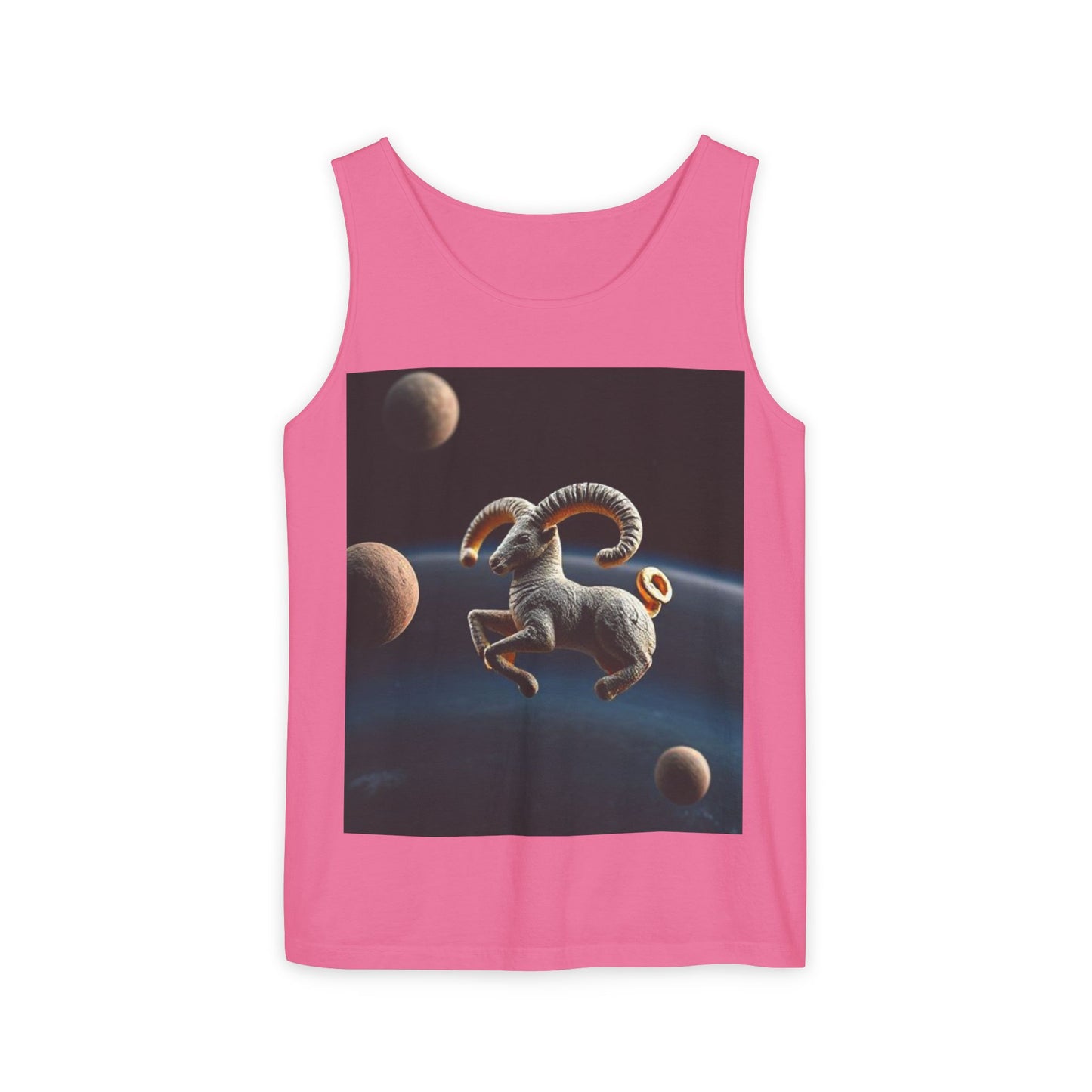 Unisex Garment-Dyed, Tank Top, Aries Design, Planet Animal v1, 100% US cotton