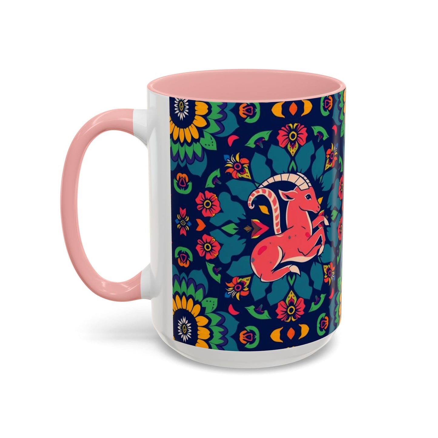 Accent Coffee Mug, Capricorn, Zodiac, Flower Pattern, (11, 15oz)
