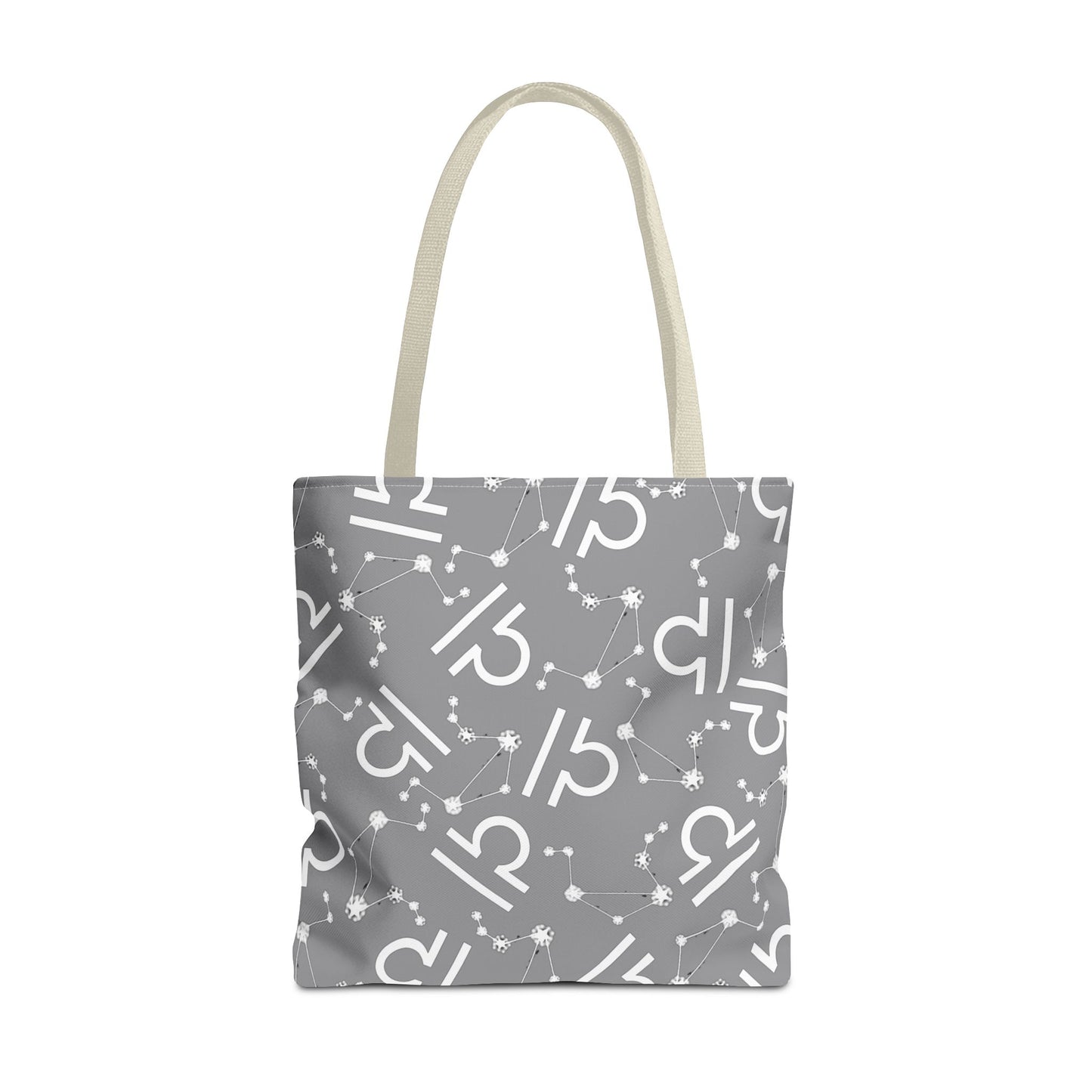 Tote Bag, Libra Zodiac Sign, AOP, (Grey, White)