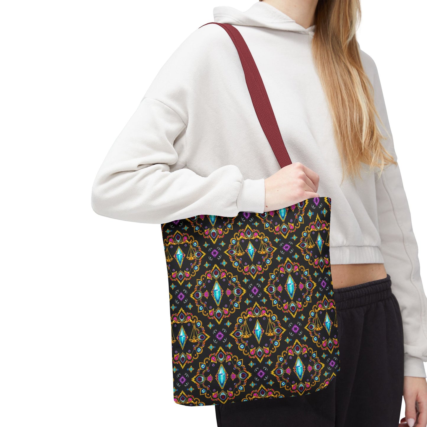 Tote Bag (AOP), Libra, Zodiac v1, Jewel Pattern