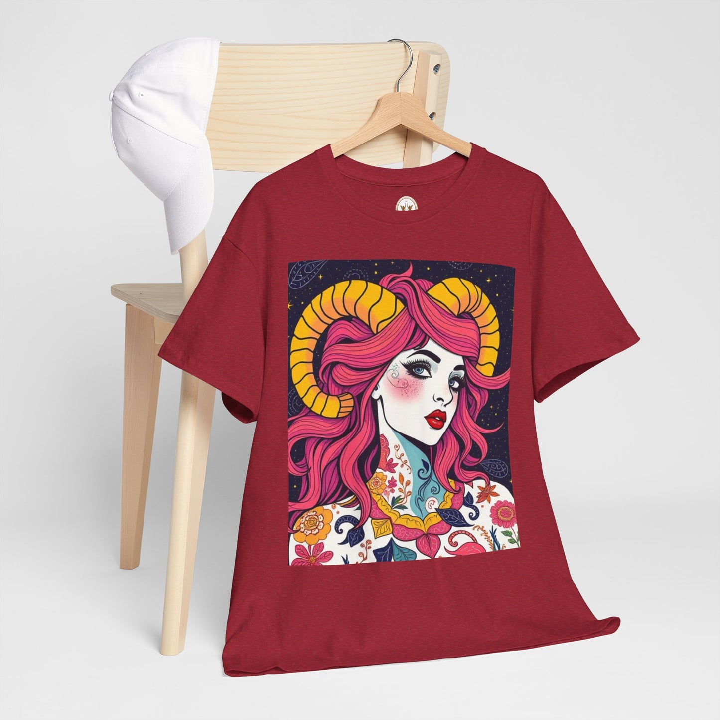 Unisex Heavy Cotton T-Shirt, Aries, Zodiac v2, Sexy Art
