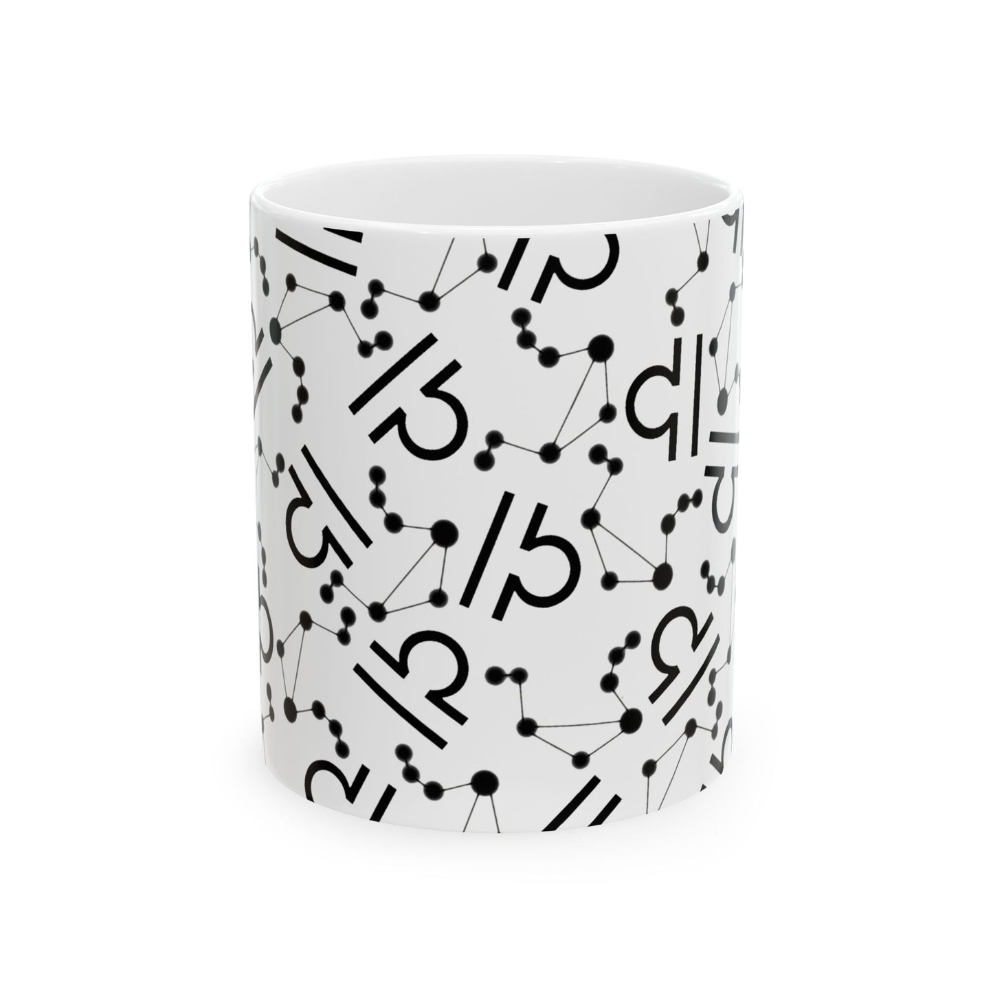Ceramic Mug, (11oz, 15oz), Ceramic Coffee Mug, AOP, Constellation & Symbol, Libra Zodiac Design