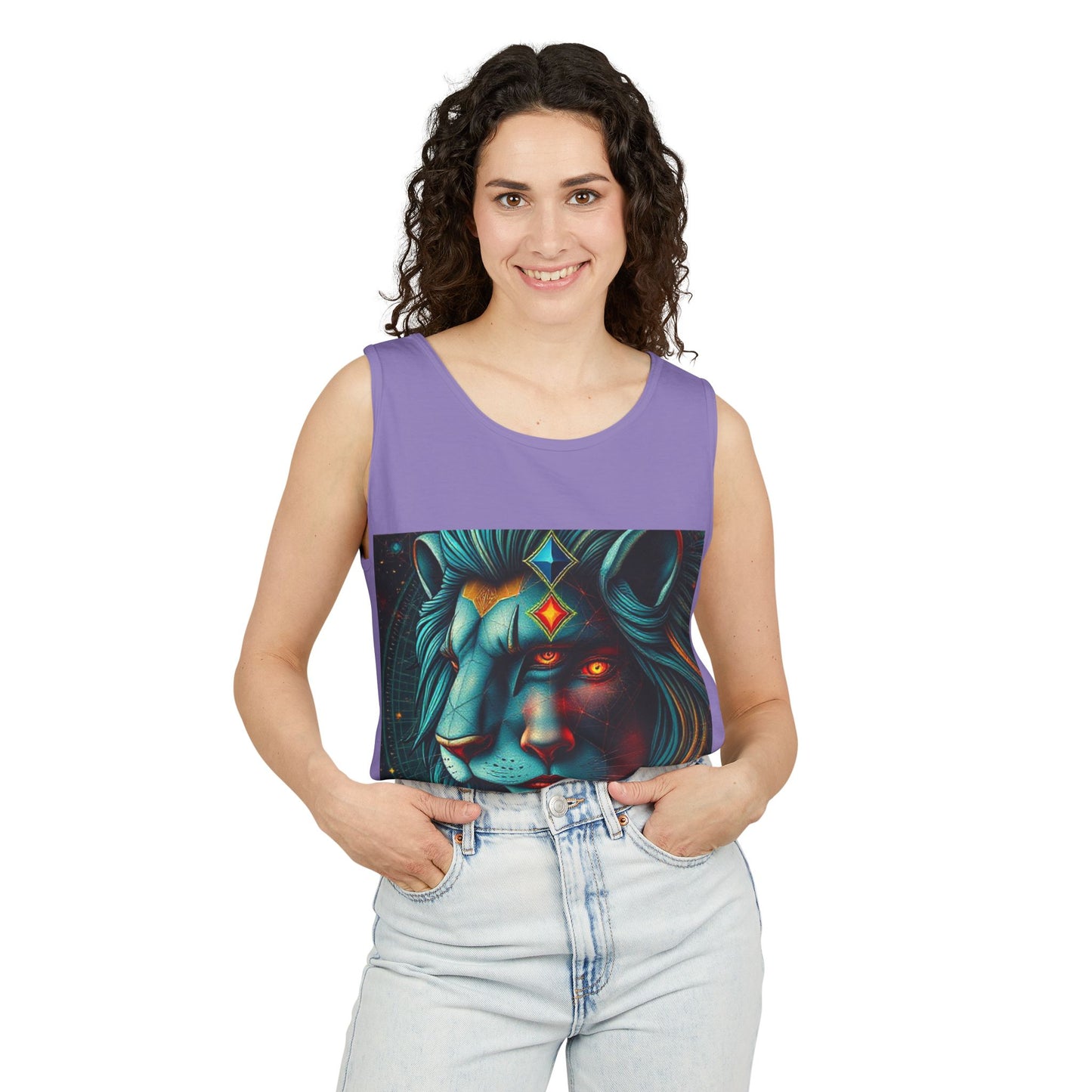 Unisex Garment-Dyed, Tank Top, Leo, Pop Art, 100% US cotton