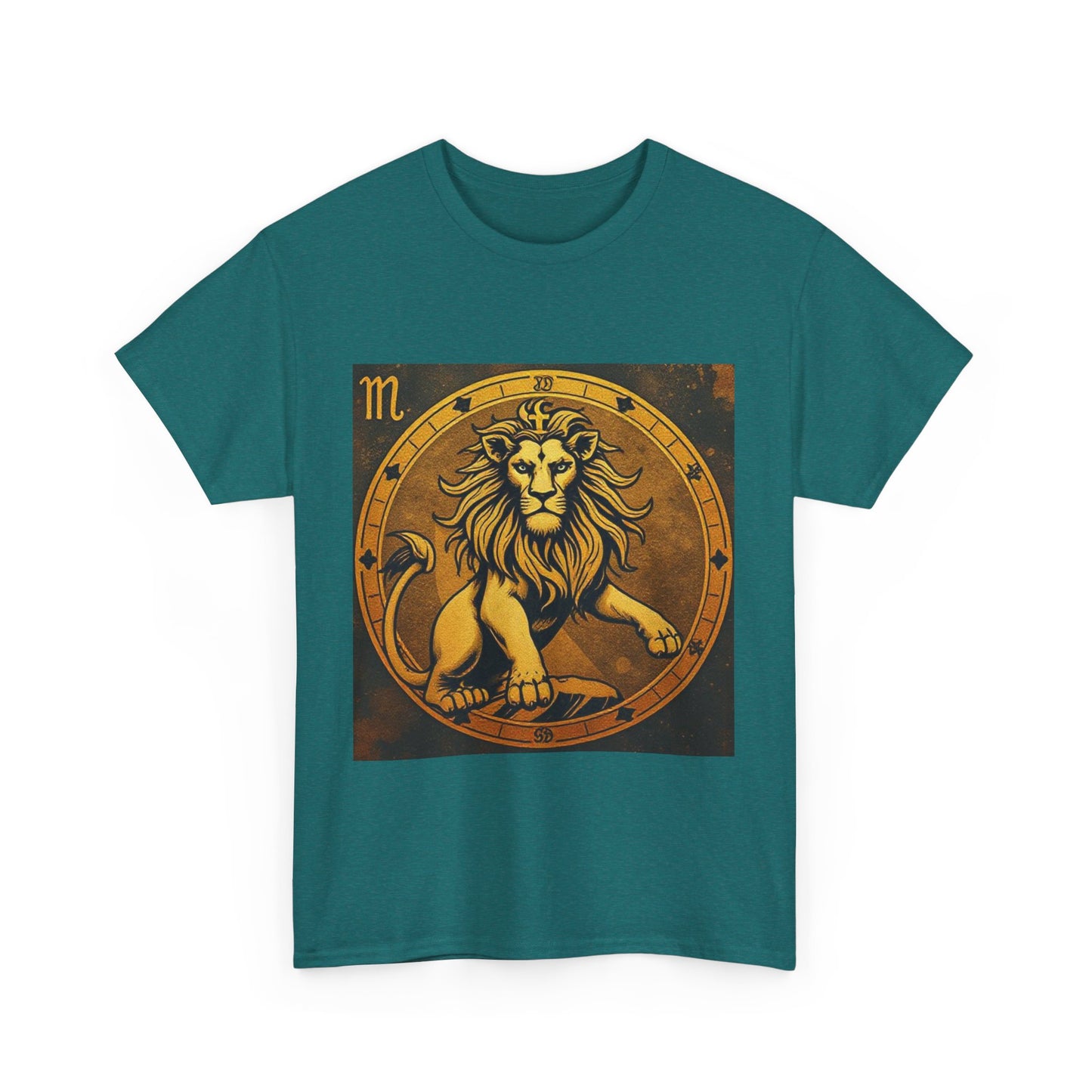 Unisex Heavy Cotton T-Shirt, Gold Lion v1, Leo Zodiac Design