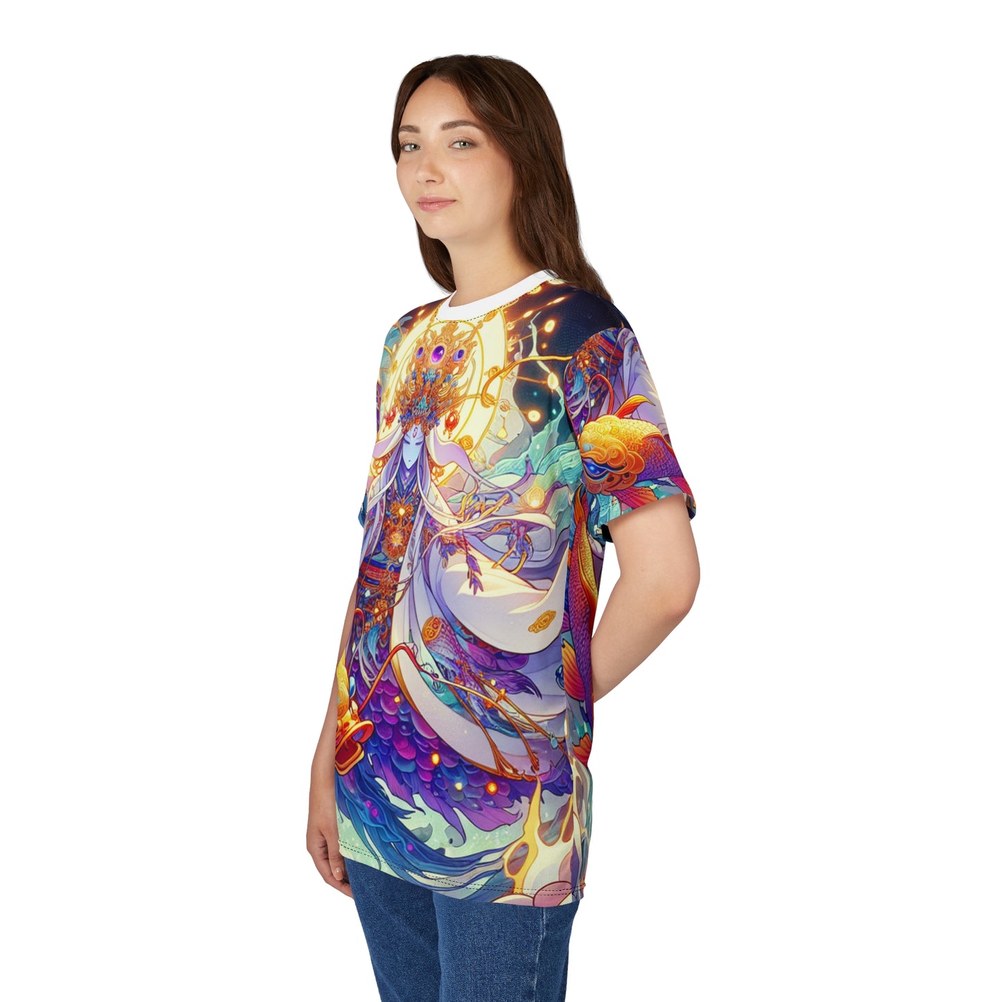 Unisex Cut & Sew T-Shirt (AOP), Guardian Duo, Pisces Zodiac Design, Regular fit, 100% Polyester