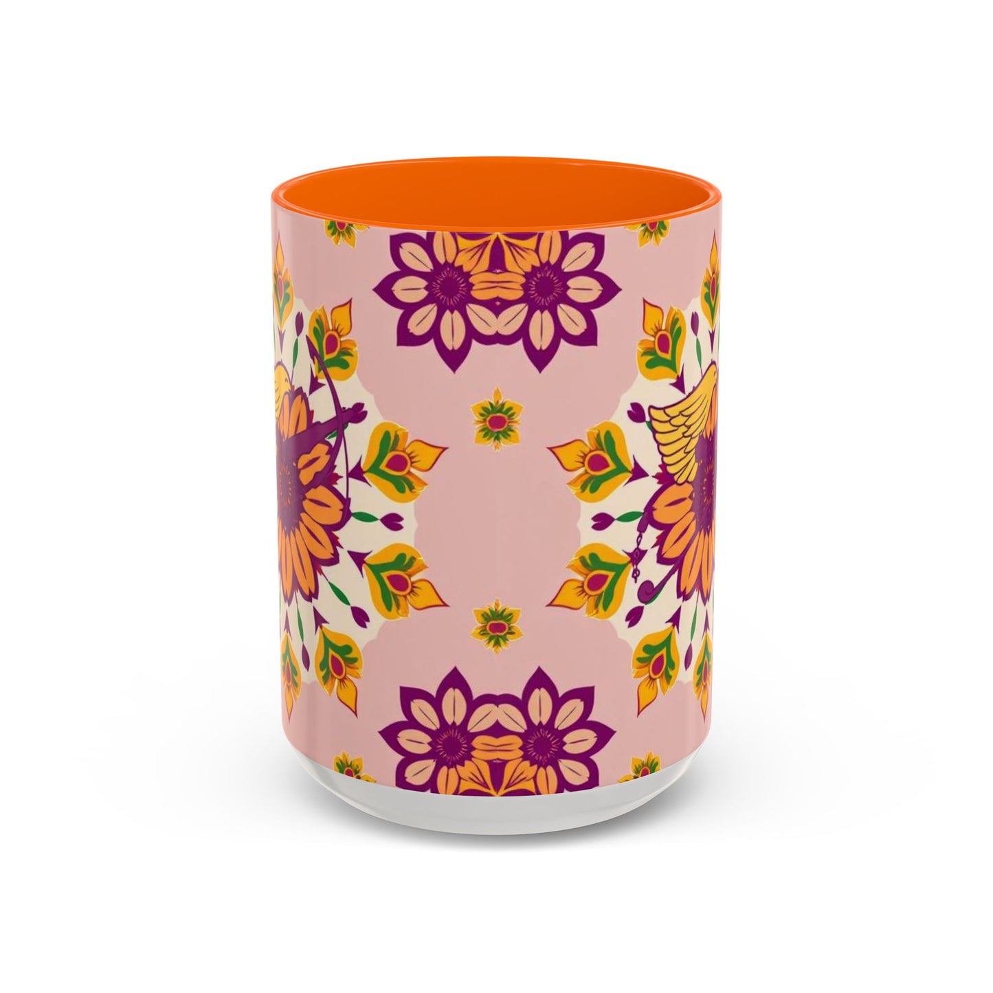 Accent Coffee Mug, Sagittarius, Zodiac v4. Flower Pattern, (11, 15oz)