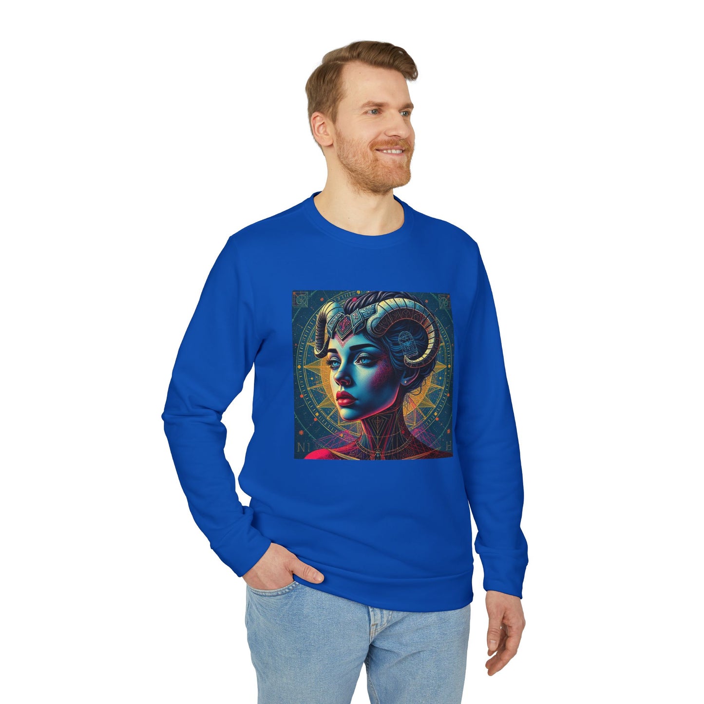Adidas, Unisex Fleece Crewneck Sweatshirt, Aries, Pop Art, Zodiac