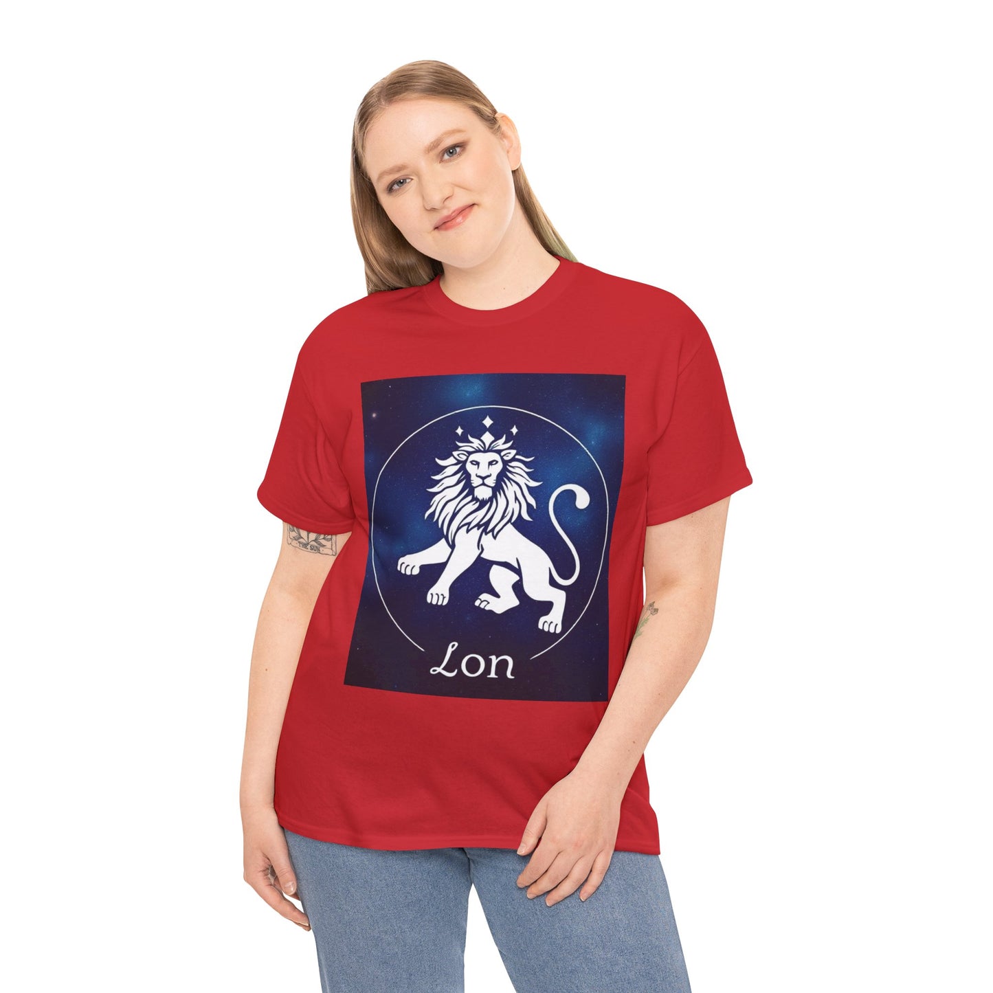 Unisex Heavy Cotton T-Shirt, Space Lion v1, Leo Zodiac Design