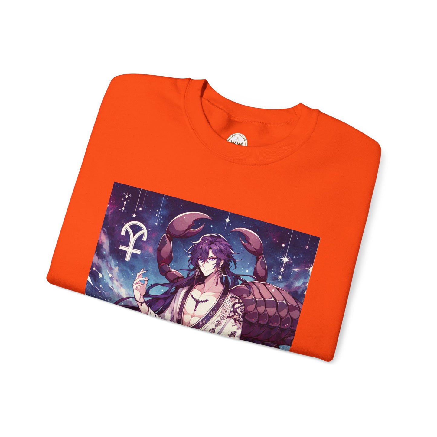 Unisex Heavy Blend™ Crewneck Sweatshirt, Scorpio Zodiac Design, purple scorpion anime
