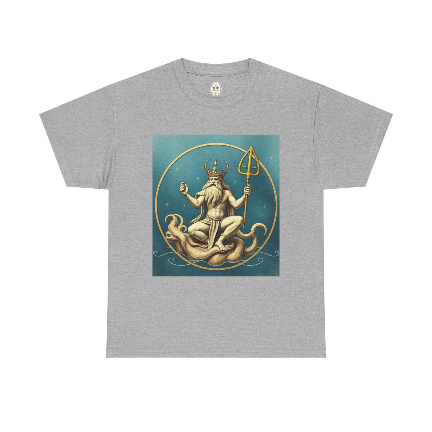 Unisex Heavy Cotton T-Shirt, Aquarius God 2v, Zodiac Design
