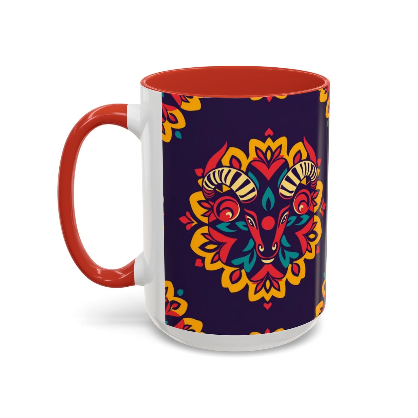 Accent Coffee Mug, Taurus, Zodiac v4. Flower Pattern, (11, 15oz)
