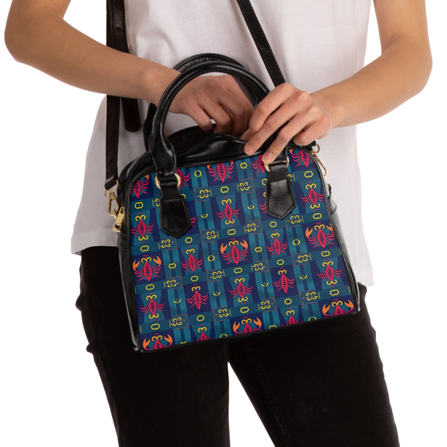 Shoulder Handbag, Scorpio, Zodiac v3, Shapes Pattern
