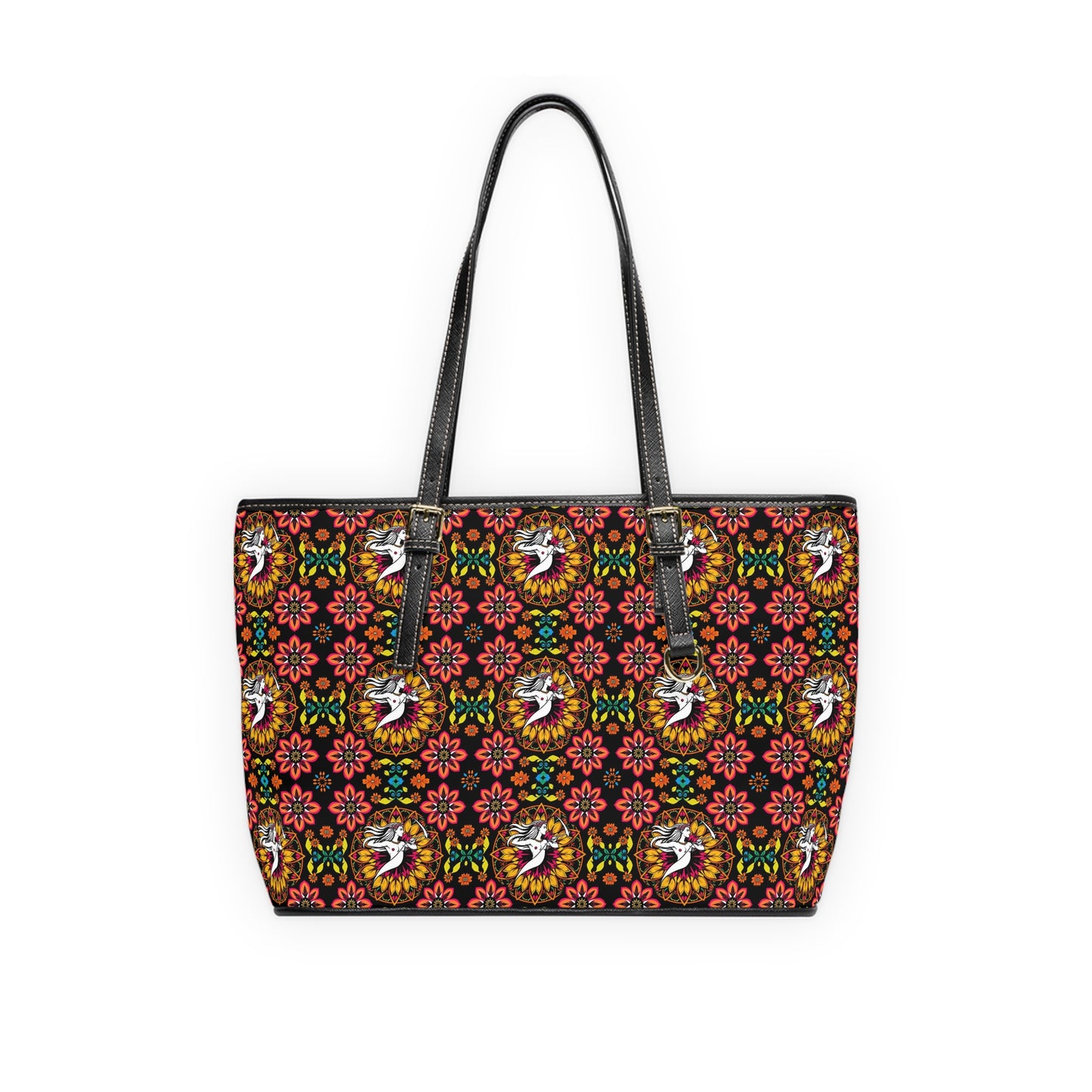 Leather Shoulder Bag, Sagittarius, Zodiac, Flower Pattern