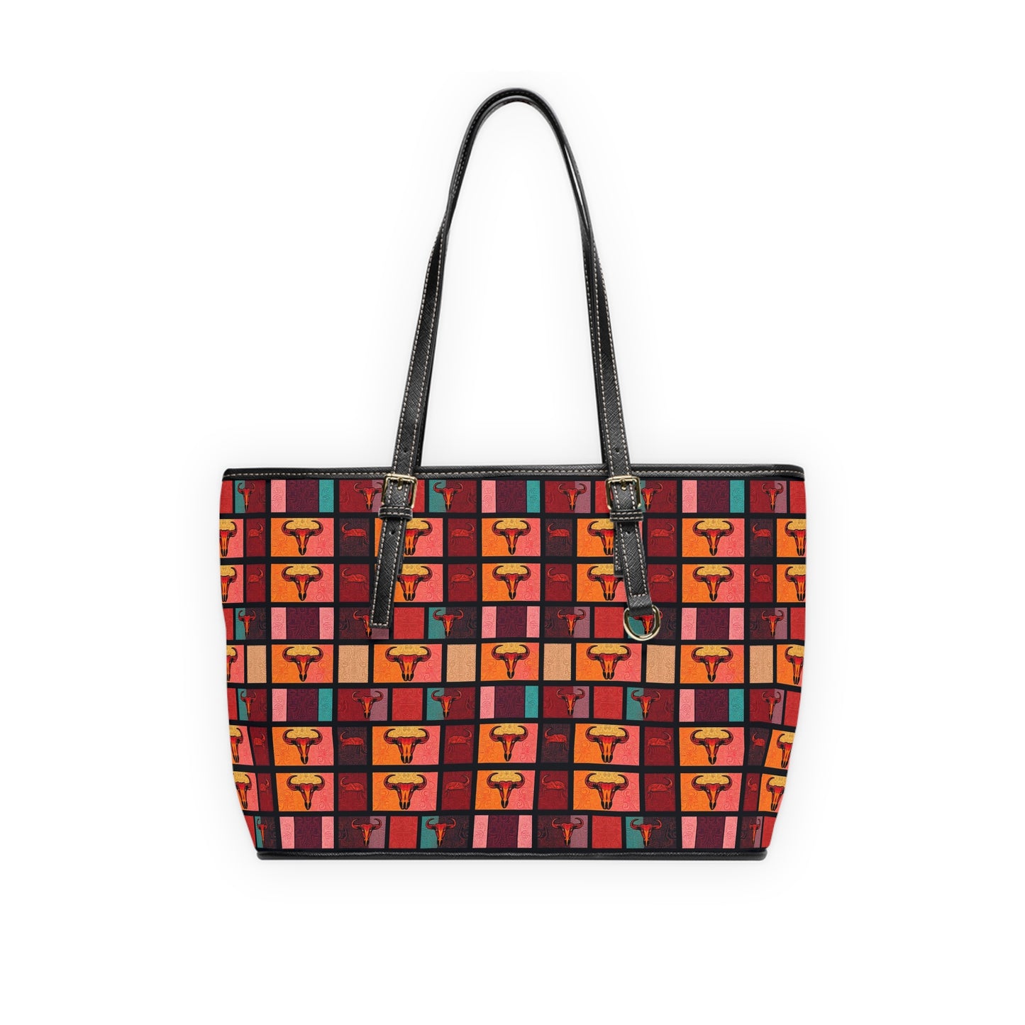 Leather Shoulder Bag, Taurus, Zodiac v1, Shapes Pattern