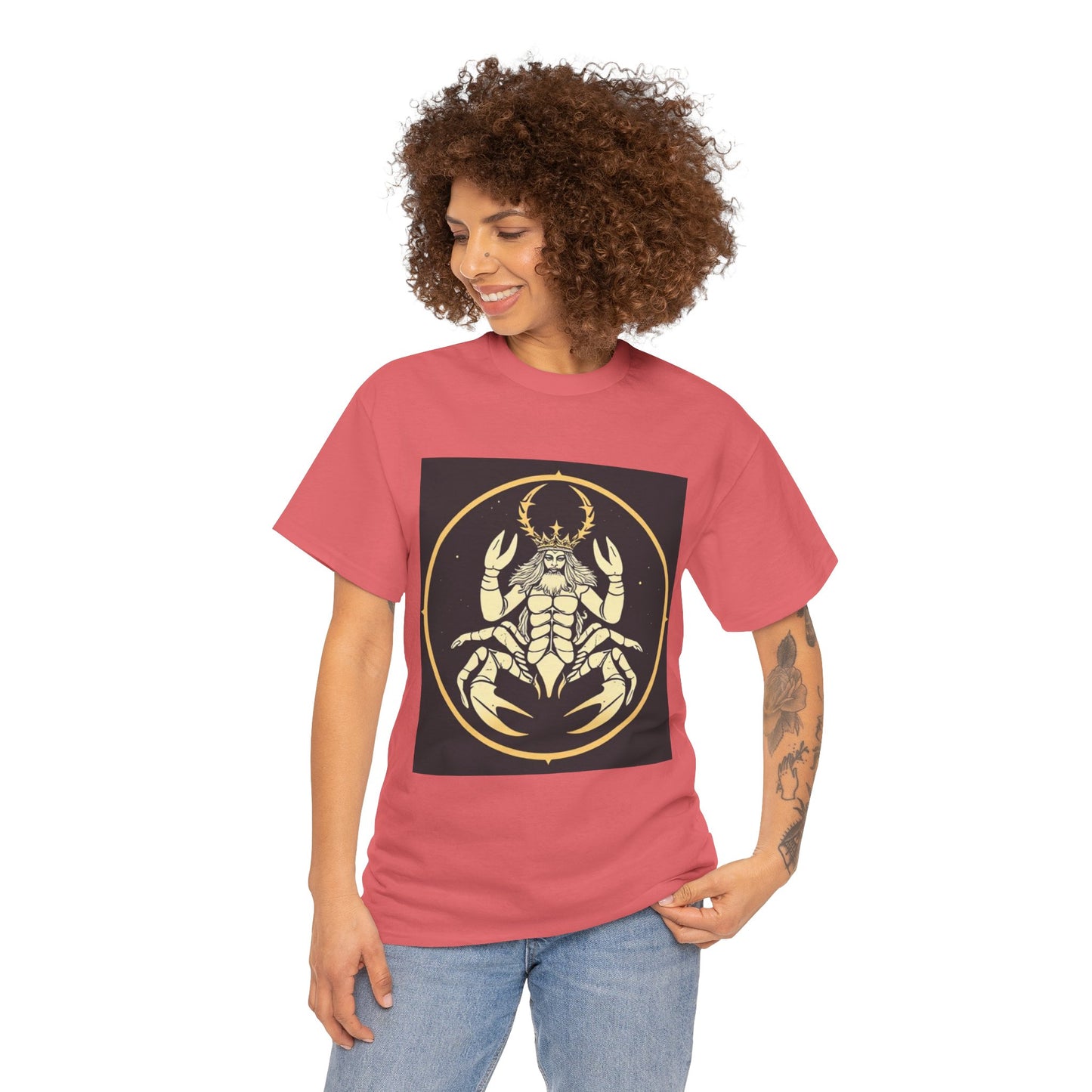 Unisex Heavy Cotton T-Shirt, Scorpio King, Print Art, Zodiac Design