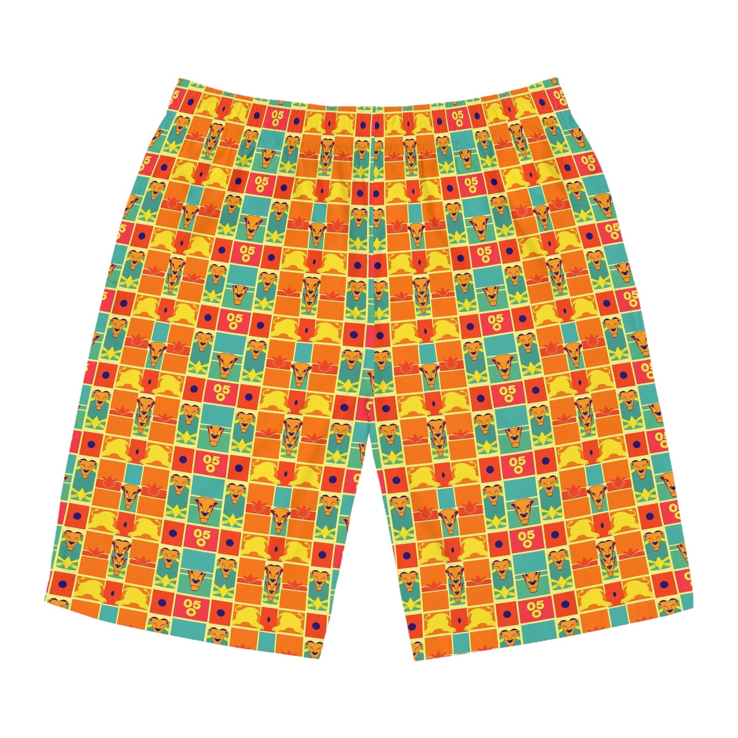 Men's Board Shorts, (AOP), Leo, Zodiac v1, Shape Pattern