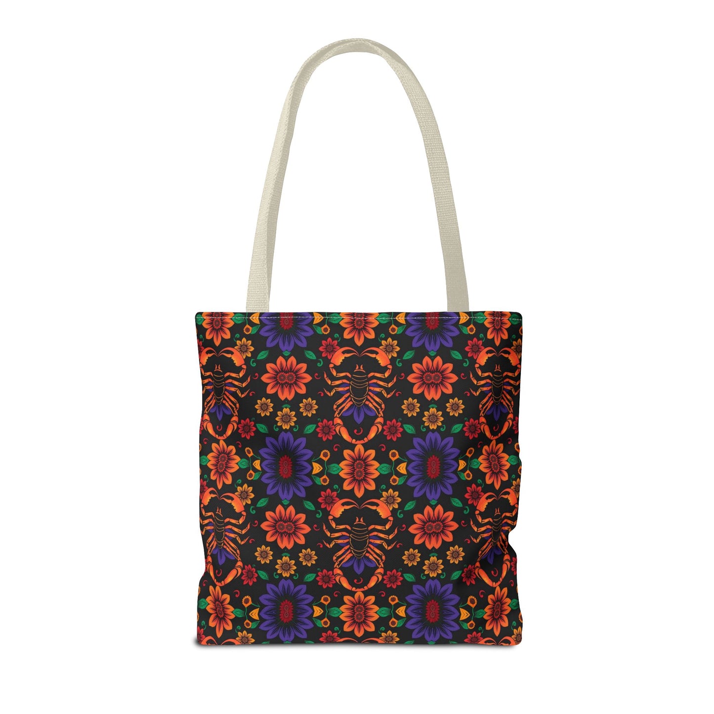 Tote Bag, (AOP), Scorpio, Zodiac v6, Flower Pattern