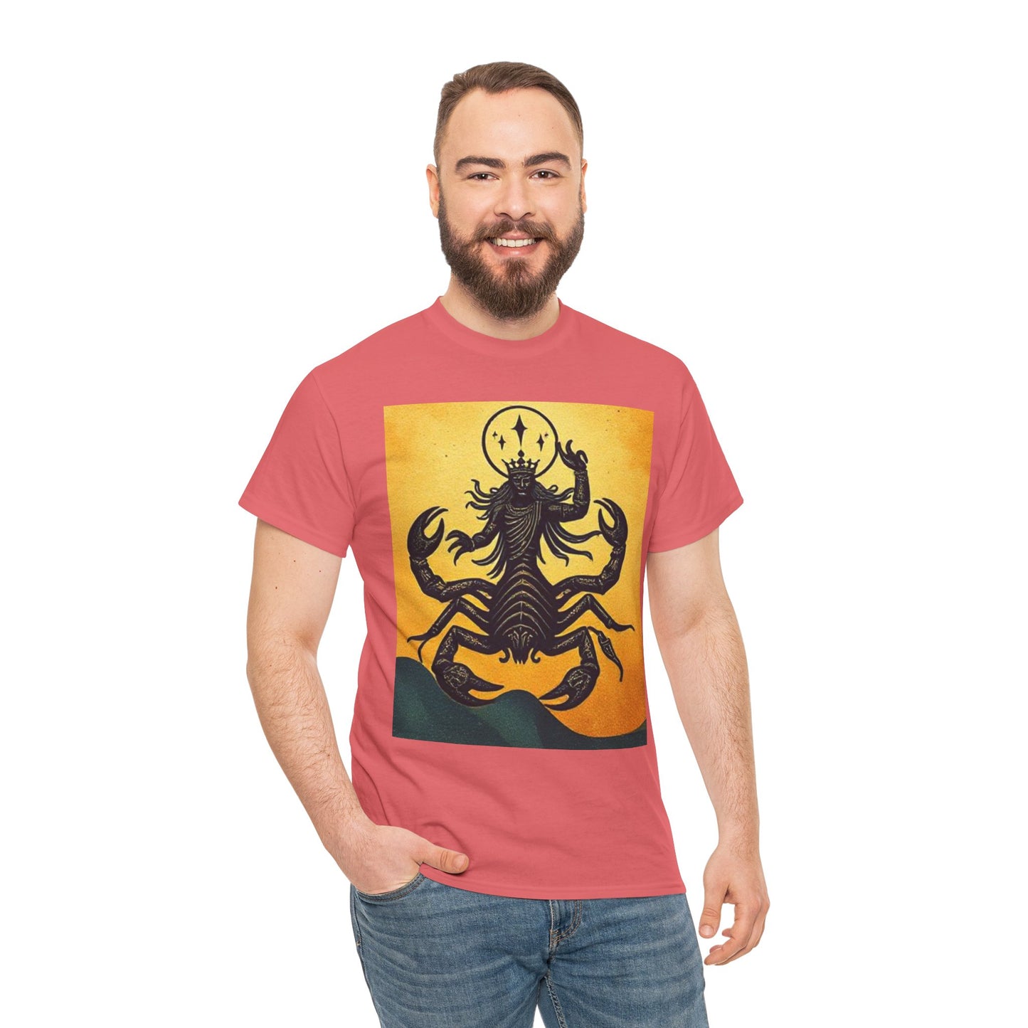 Unisex Heavy Cotton T-Shirt, Scorpion King, Print Art, Scorpio Zodiac Design
