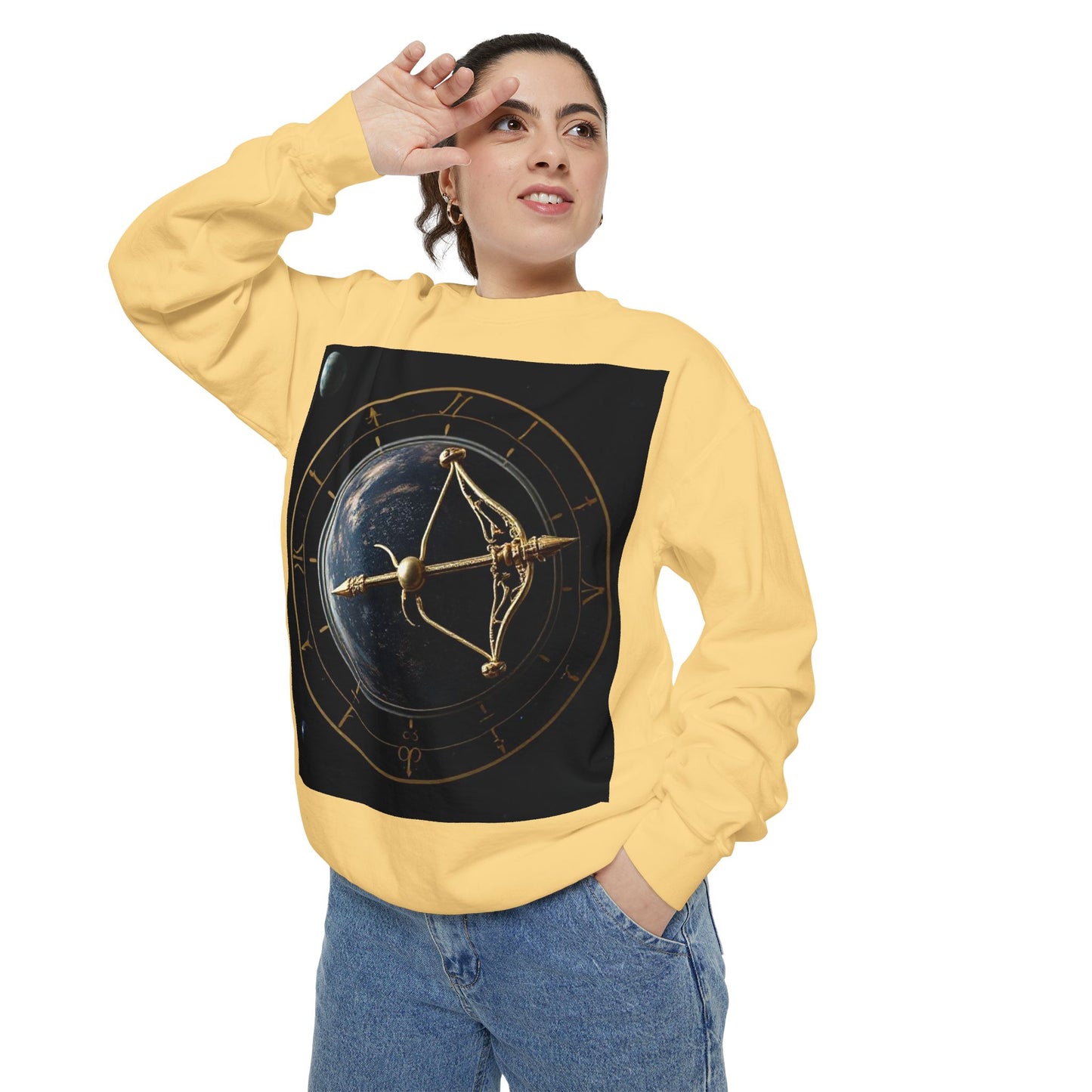 Garment-Dyed Sweatshirt, Unisex, Space Symbol Design v1, Sagittarius