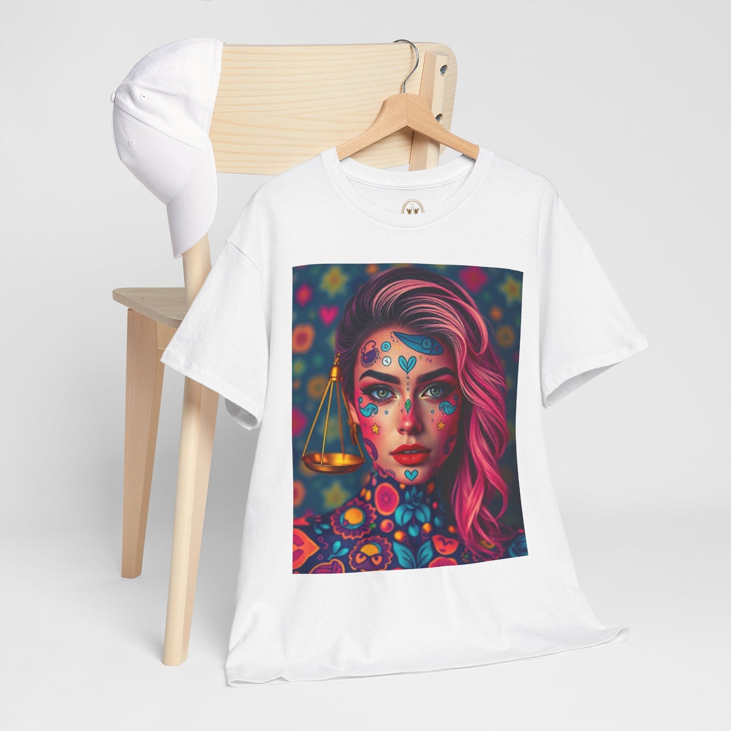 Unisex Heavy Cotton T-Shirt, Libra, Zodiac v2, Sexy Art