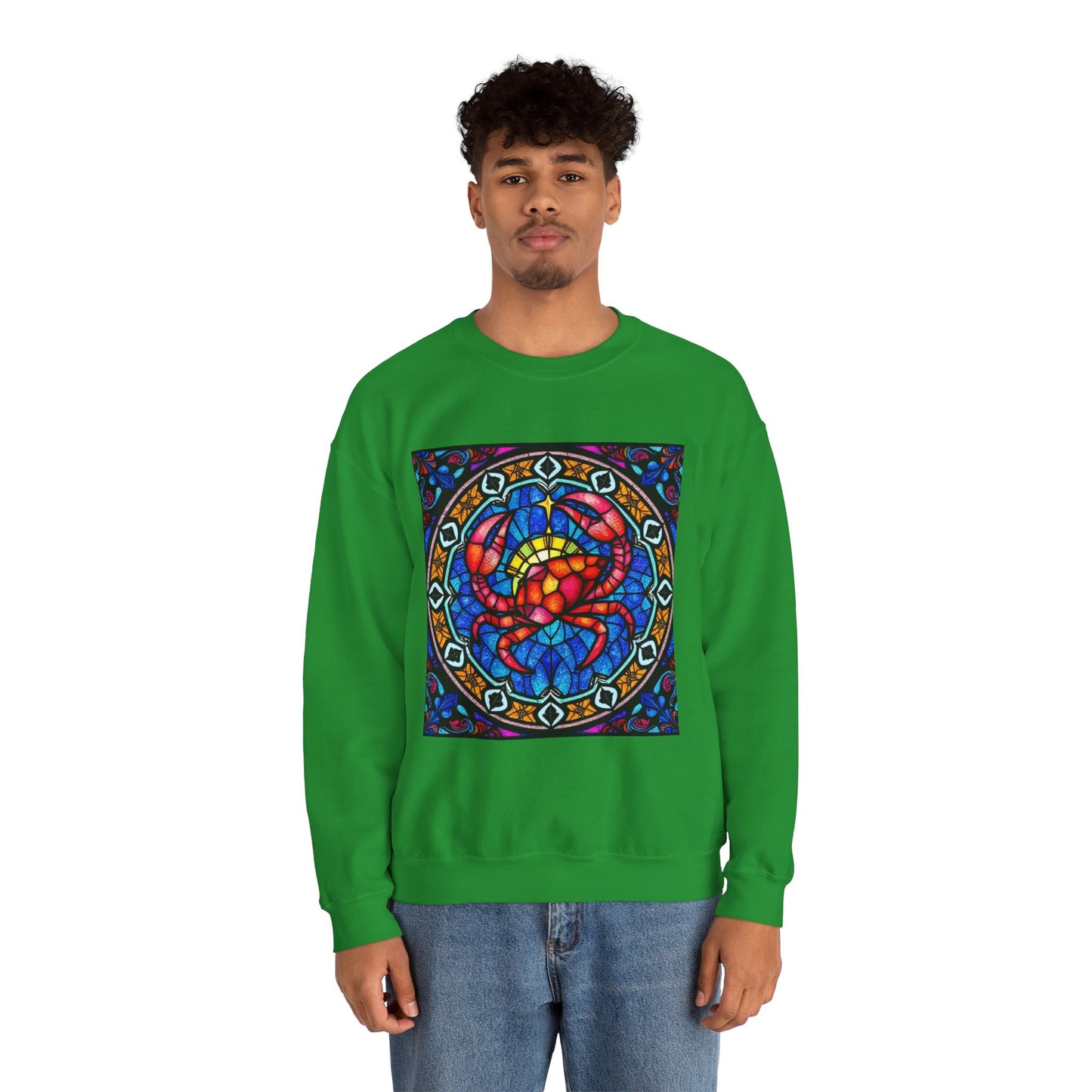 Unisex Heavy Blend™ Crewneck Sweatshirt, Glass 1, Cancer Zodiac Design