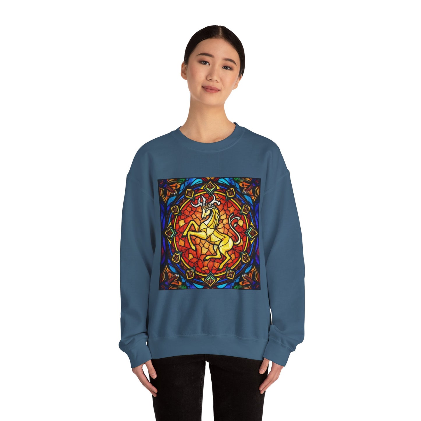 Unisex Heavy Blend™ Crewneck Sweatshirt, Glass 1, Capricorn Zodiac Design