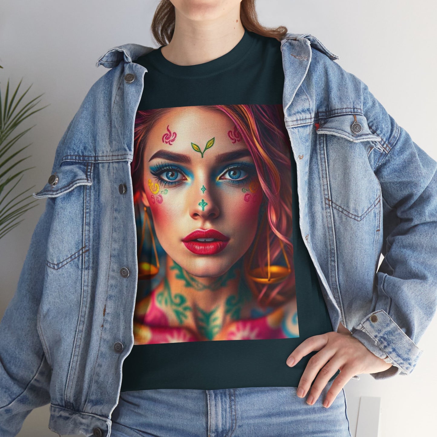 Unisex Heavy Cotton T-Shirt, Libra, Zodiac v1, Sexy Art