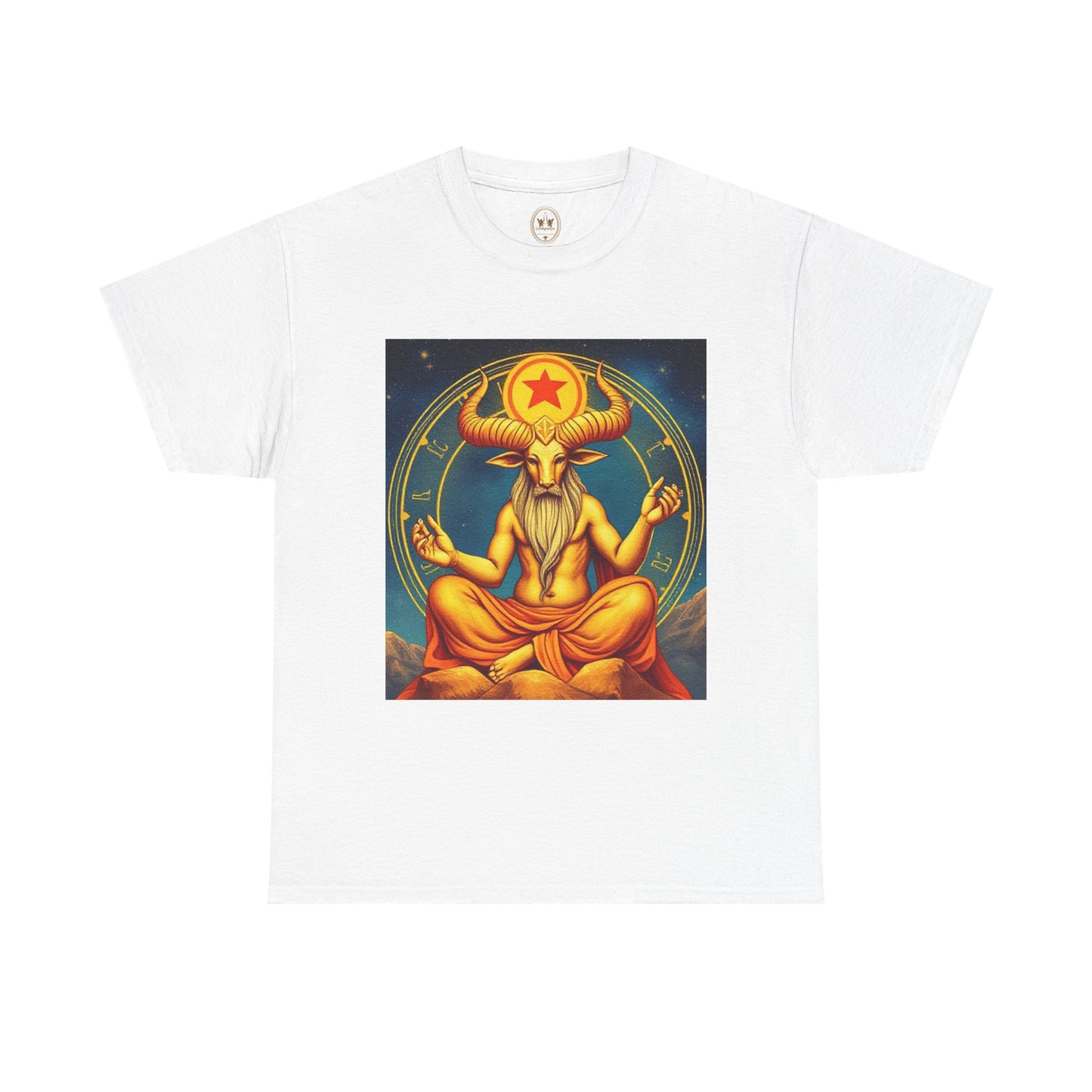 Unisex Heavy Cotton T-Shirt, Meditating Bull, Taurus Zodiac Design