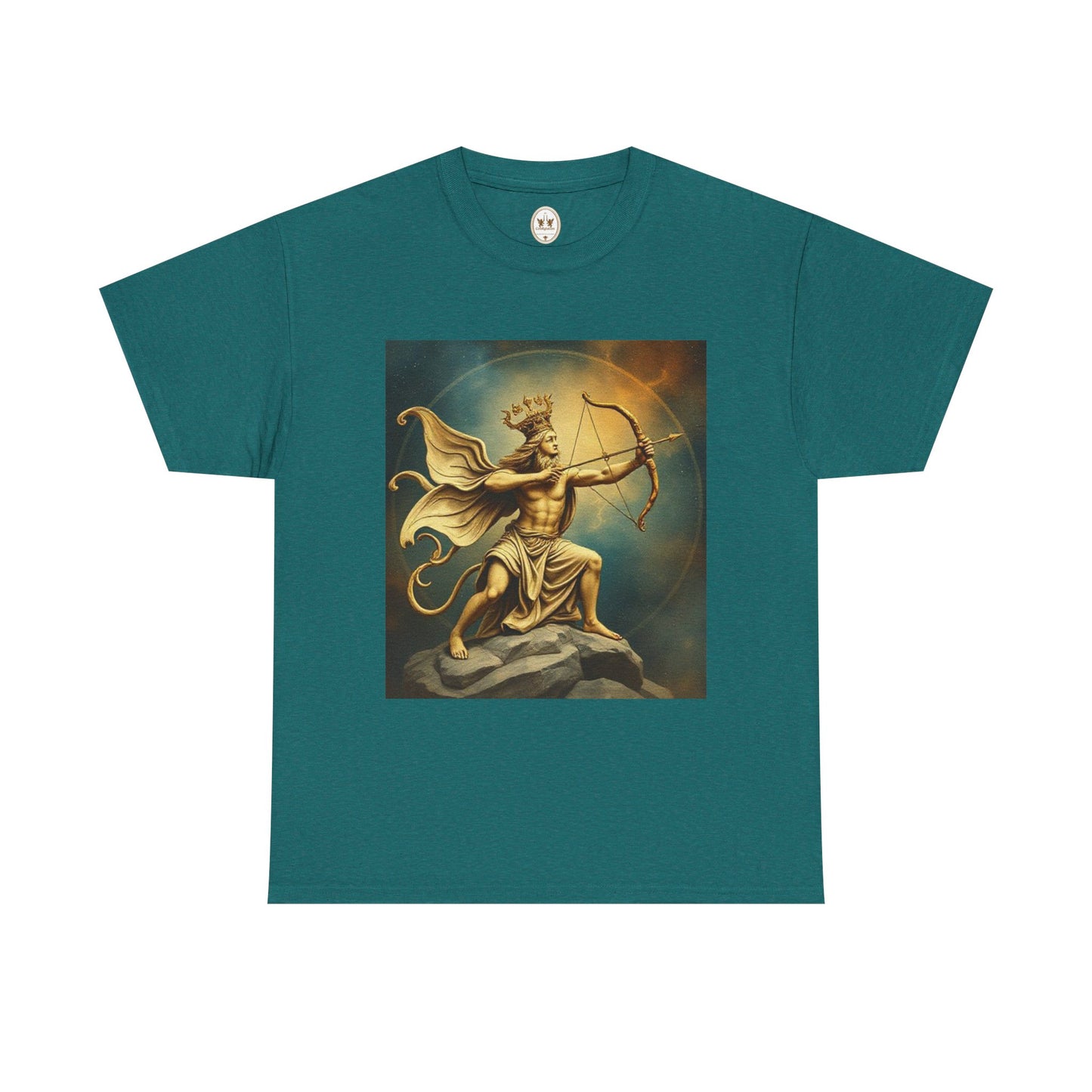 Unisex Heavy Cotton T-Shirt, Sagittarius King, Bow & Arrow v1, Zodiac Design