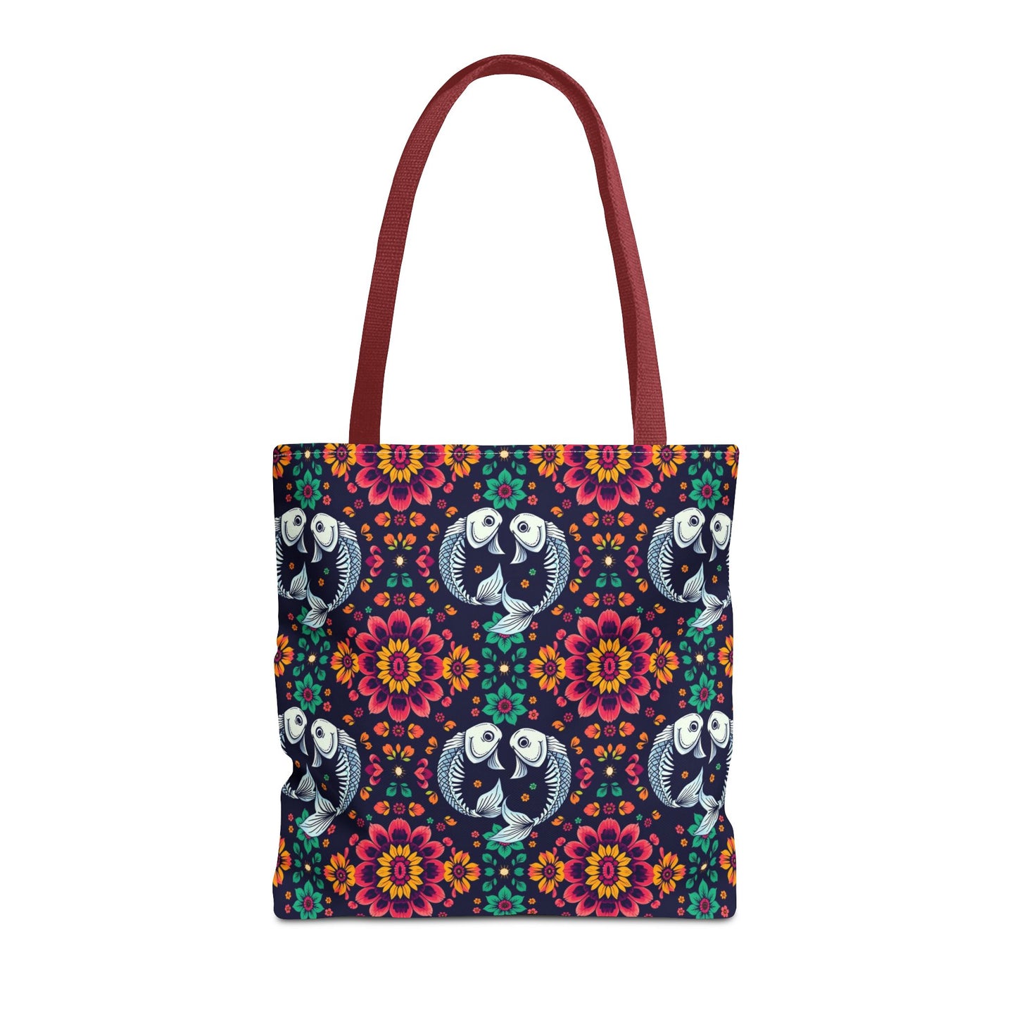 Tote Bag (AOP), Pisces, Zodiac v1, Flower Pattern