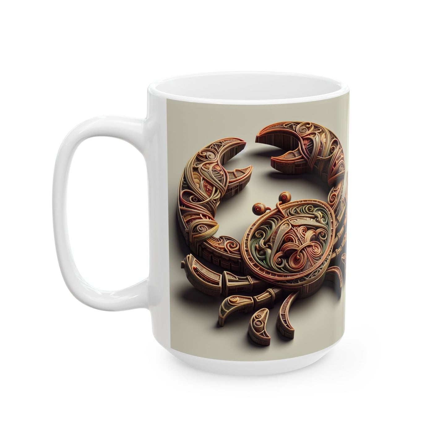 Ceramic Mug, (11oz, 15oz), Ceramic Coffee Mug, Artificial Crab, Cancer Zodiac Design