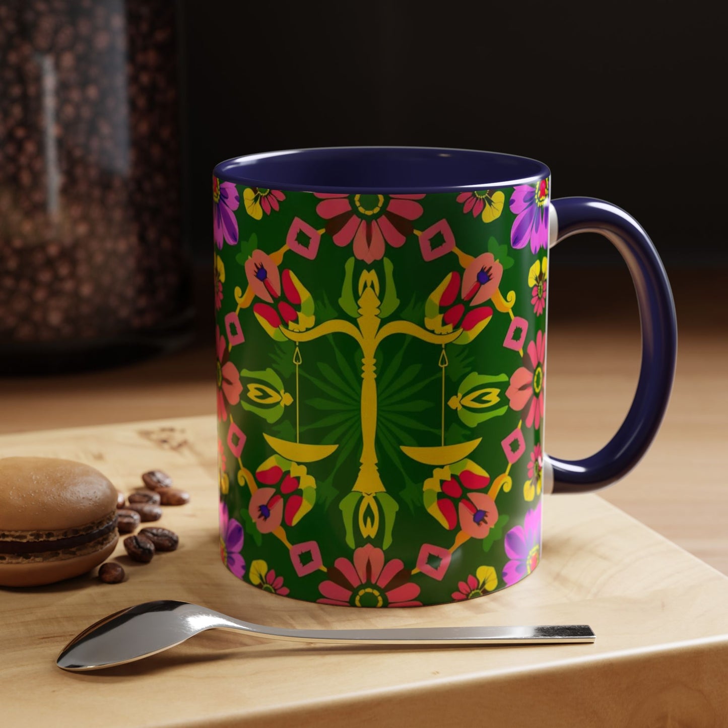 Accent Coffee Mug, Libra, Zodiac, Flower Pattern, (11, 15oz)