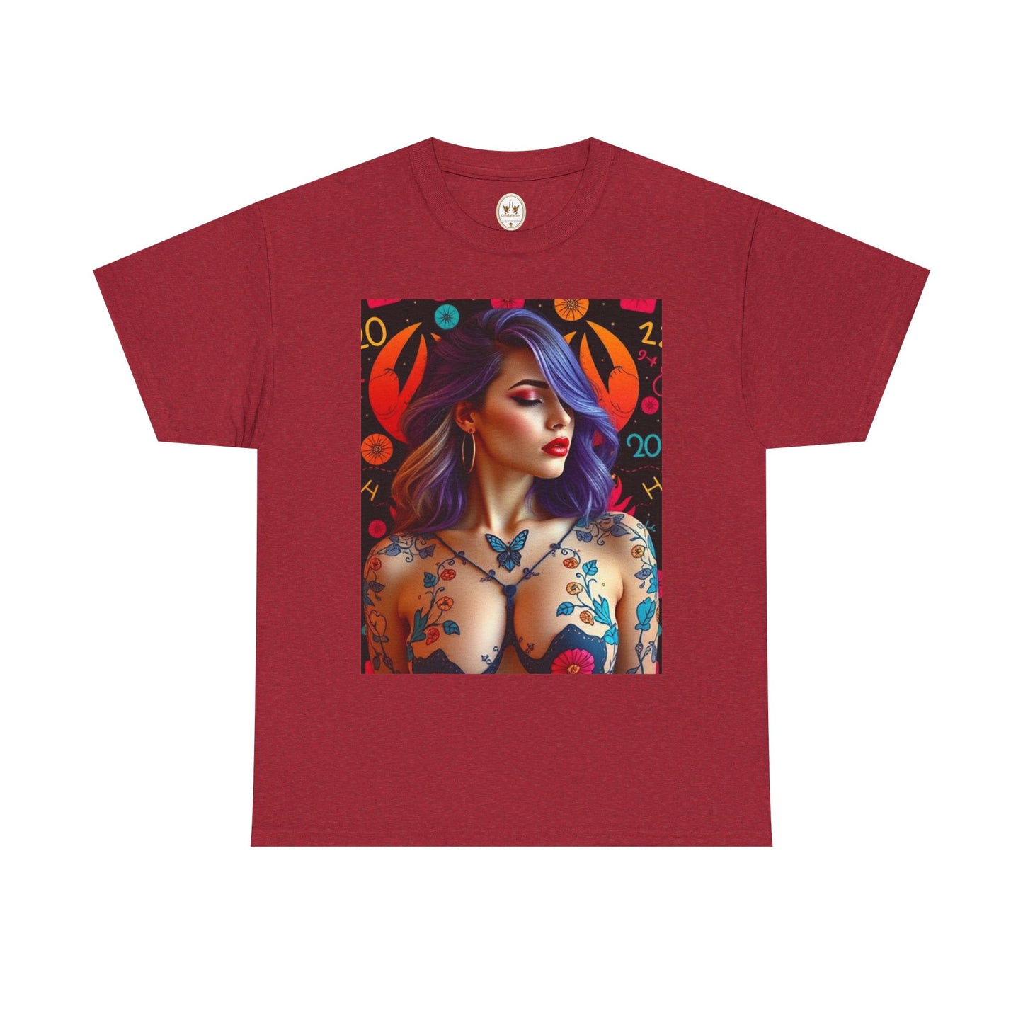 Unisex Heavy Cotton T-Shirt, Cancer, Zodiac, Sexy Art