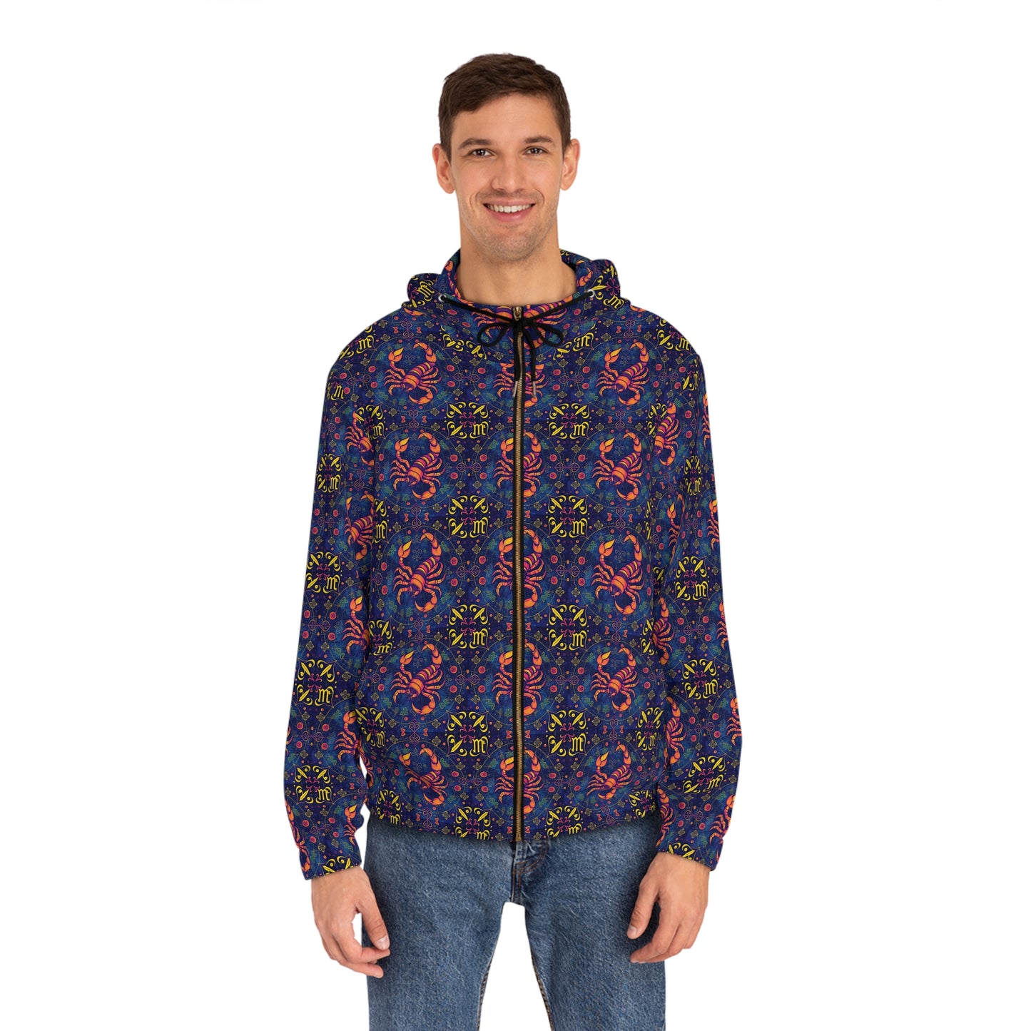 Full-Zip Hoodie (AOP), Scorpio, Zodiac v1, Pattern