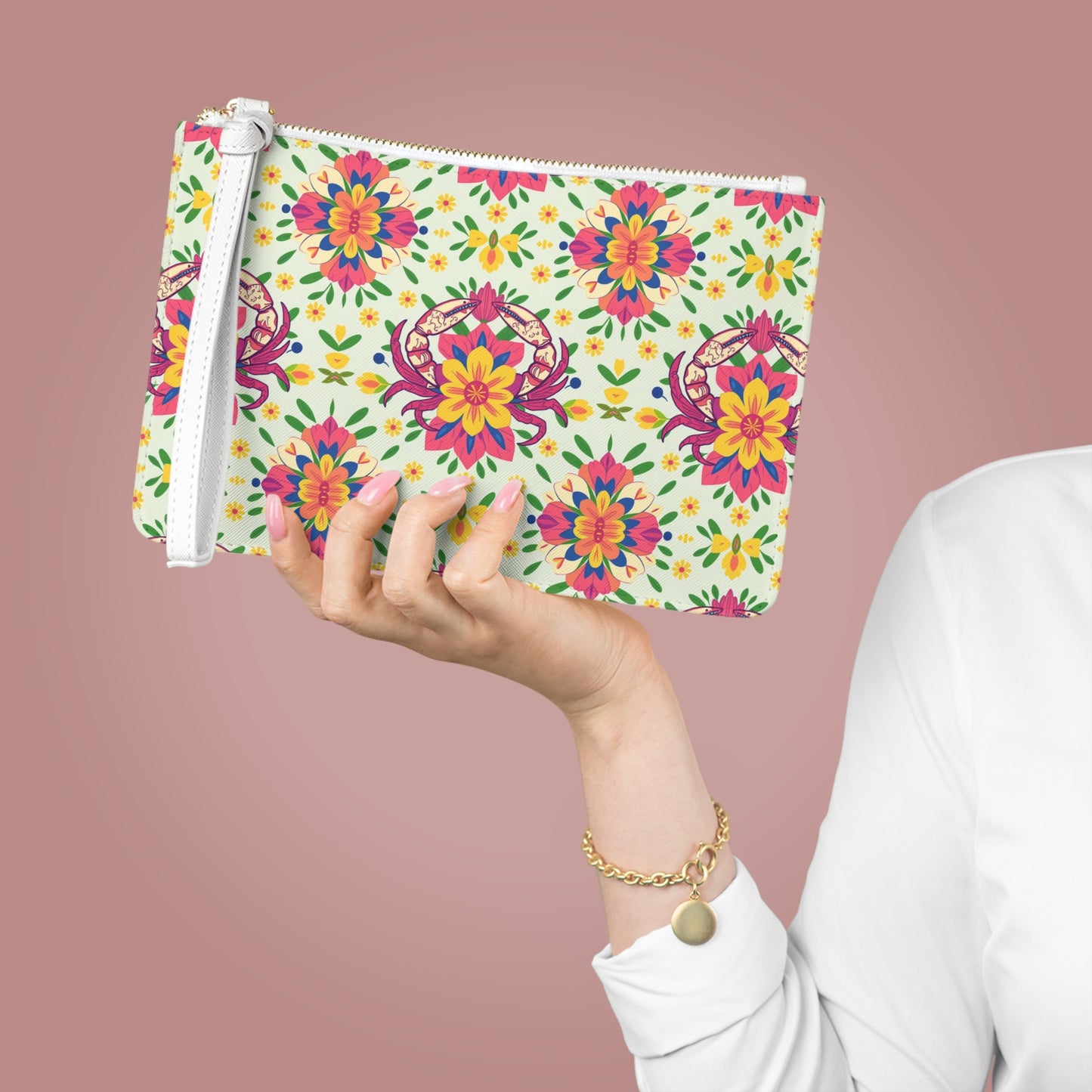 Clutch Bag, Cancer, Zodiac v2, Flower Pattern