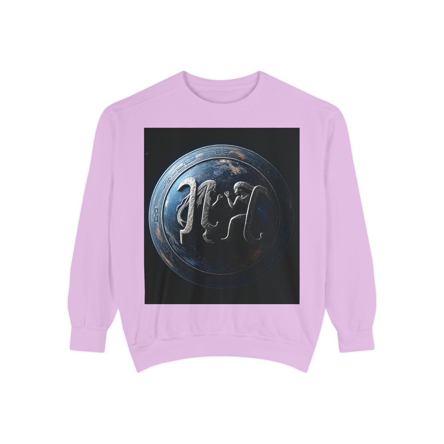 Garment-Dyed Sweatshirt, Unisex, Space Symbol Design, Gemini