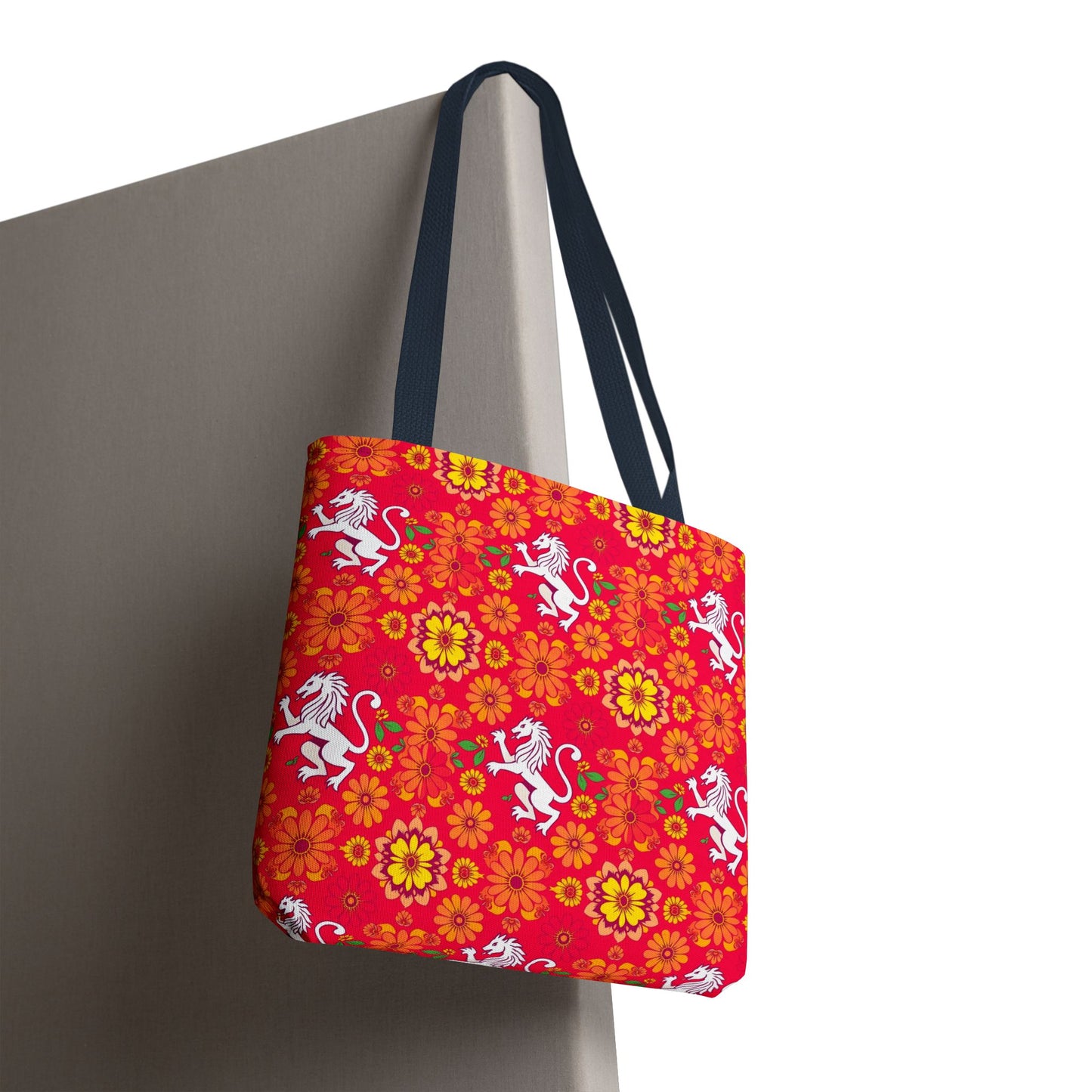 Tote Bag, (AOP), Leo, Zodiac, Flower Pattern