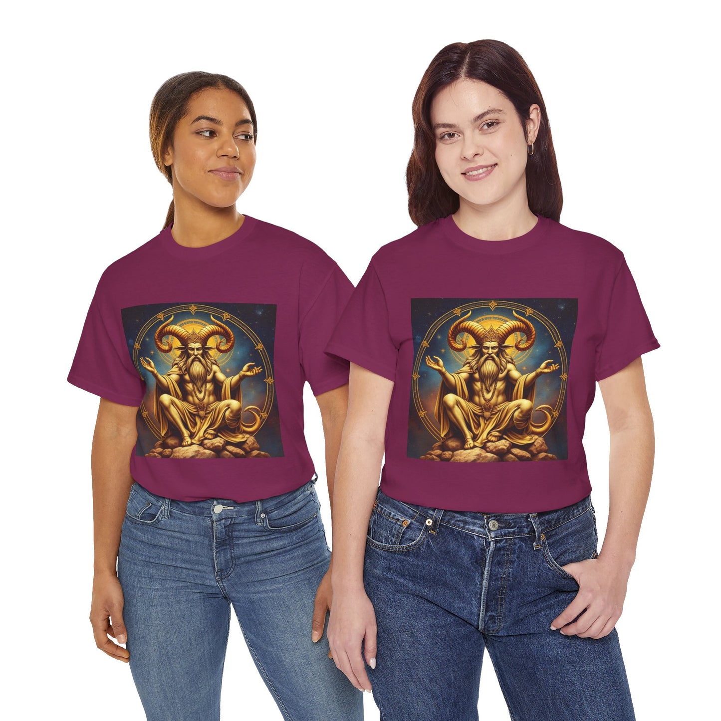 Unisex Heavy Cotton T-Shirt, On The Throne, Taurus Zodiac Design