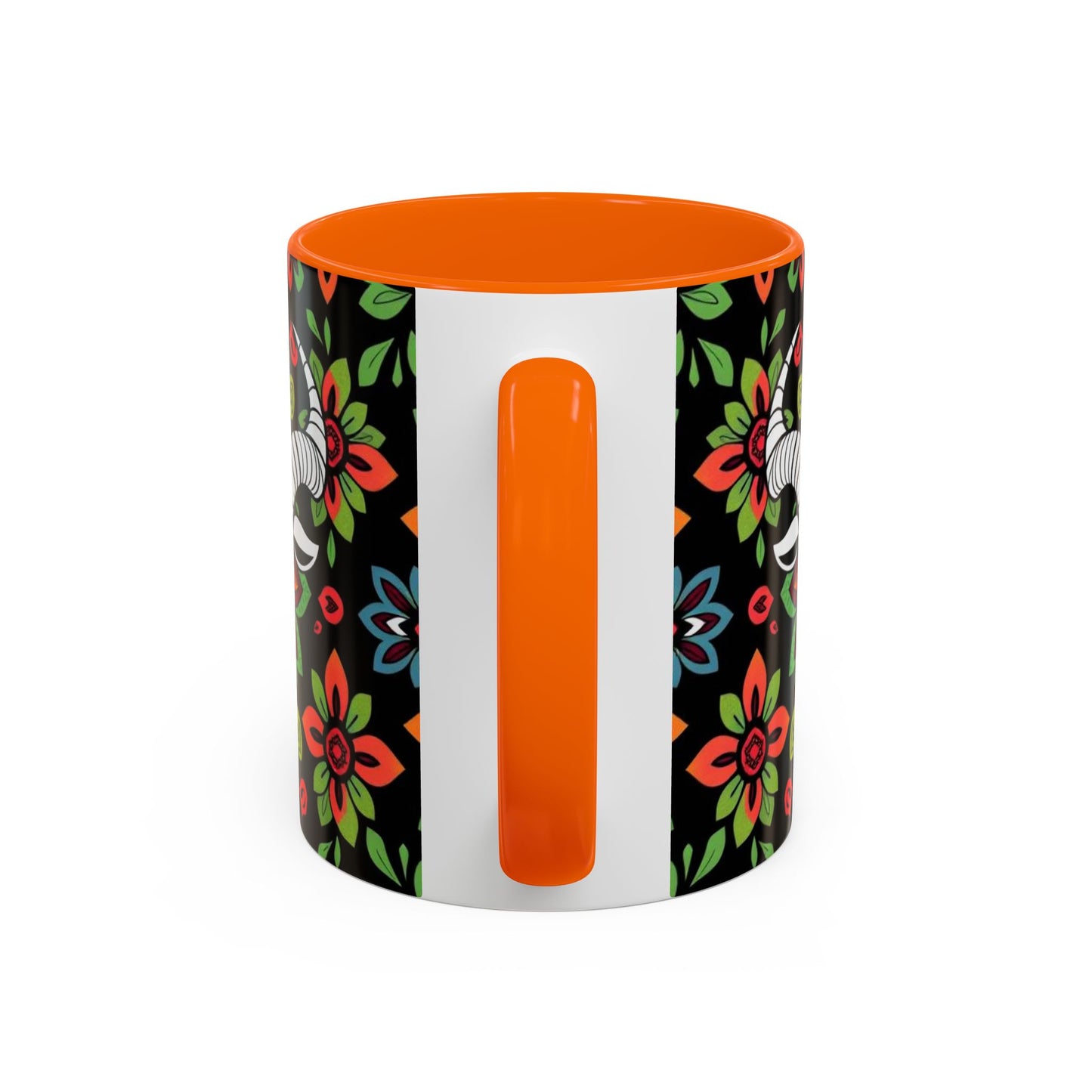 Accent Coffee Mug, Taurus, Zodiac v2. Flower Pattern, (11, 15oz)