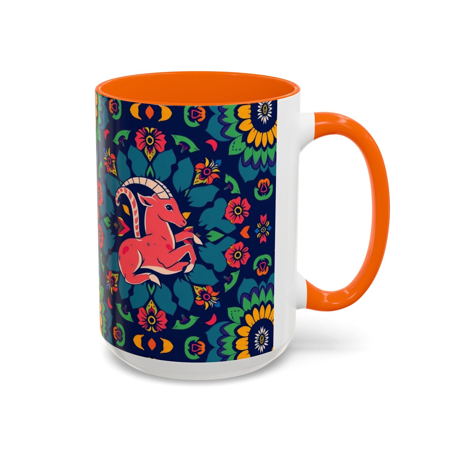 Accent Coffee Mug, Capricorn, Zodiac, Flower Pattern, (11, 15oz)