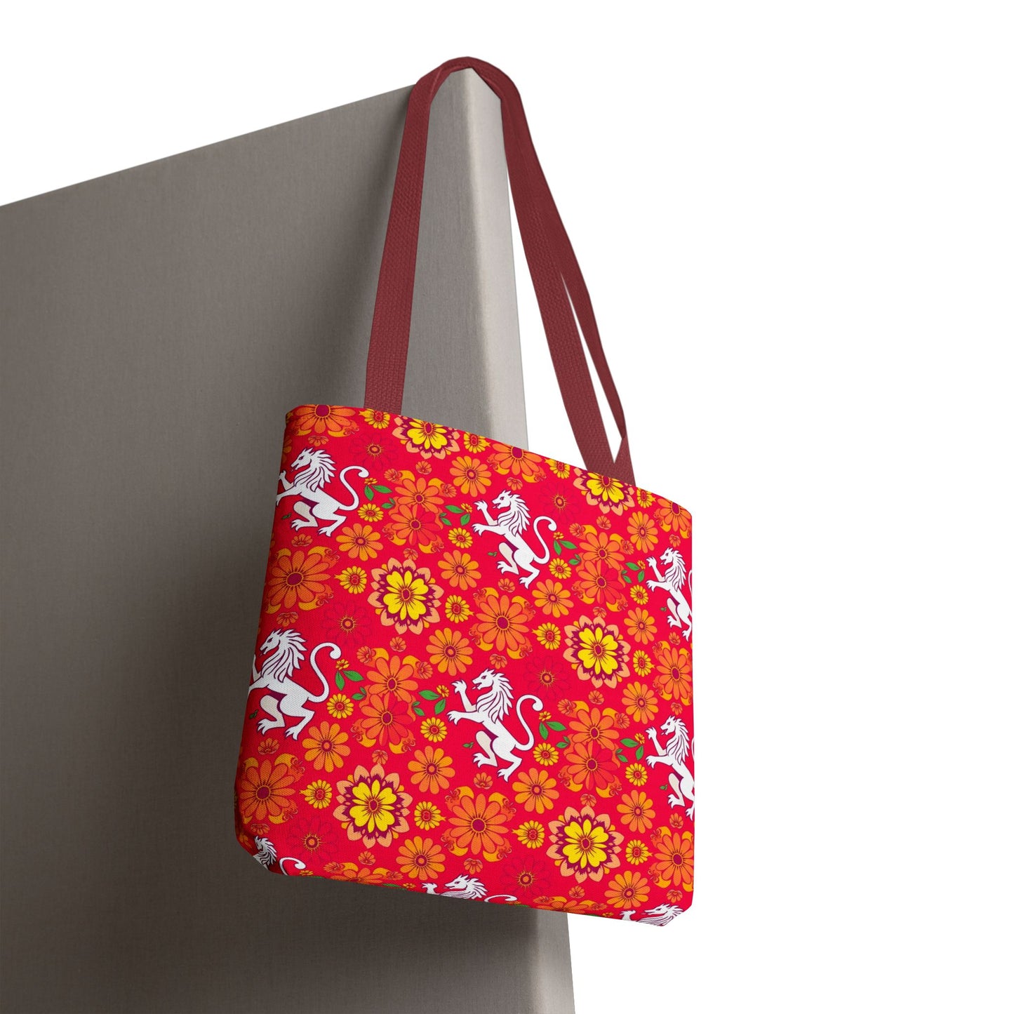 Tote Bag (AOP), Leo, Zodiac, Flower Pattern