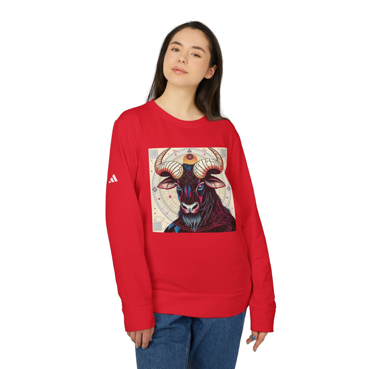 Adidas, Unisex Fleece Crewneck Sweatshirt, Taurus, Pop Art v1, Zodiac