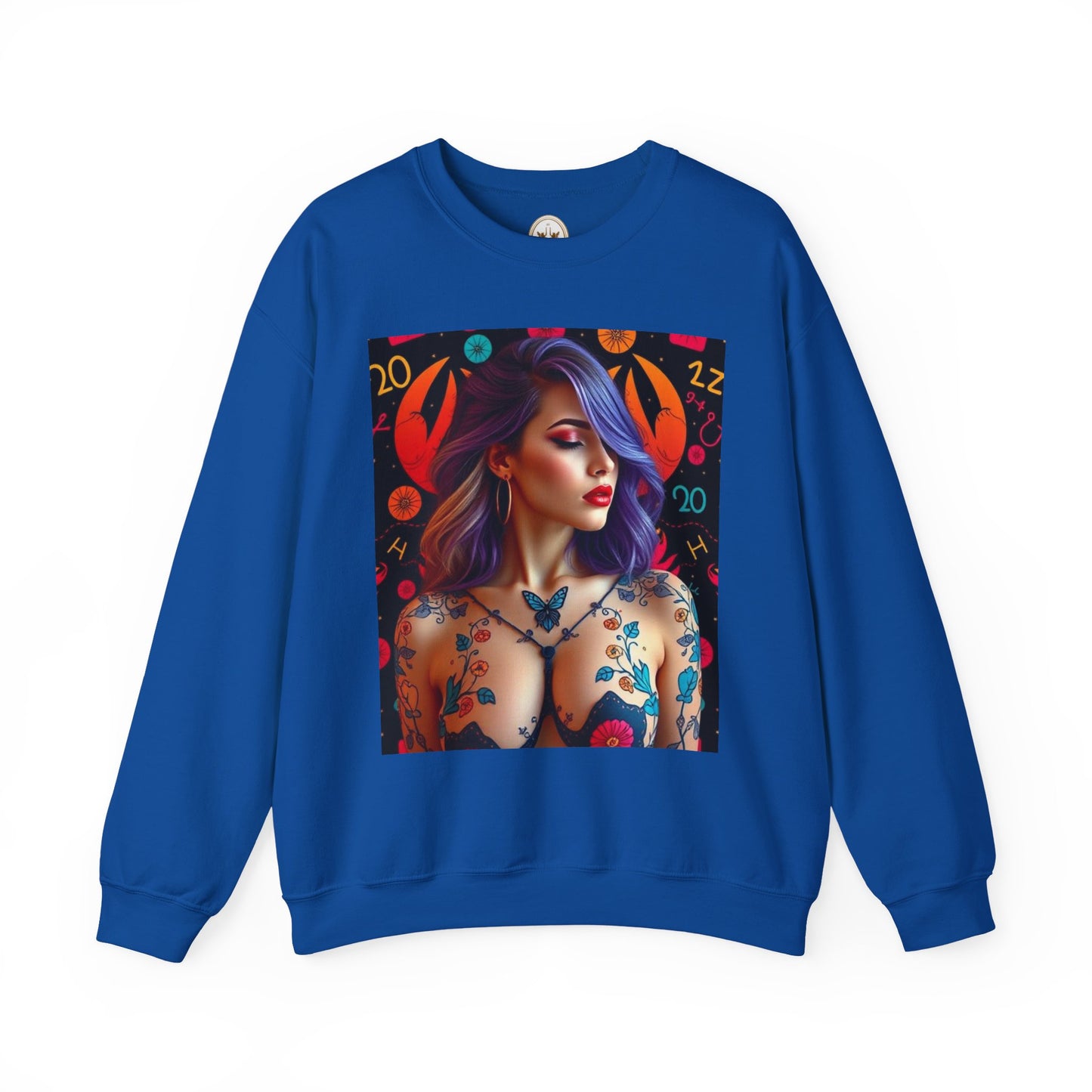 Unisex Heavy Blend™ Crewneck Sweatshirt, Cancer, Zodiac v3, Sexy Pattern
