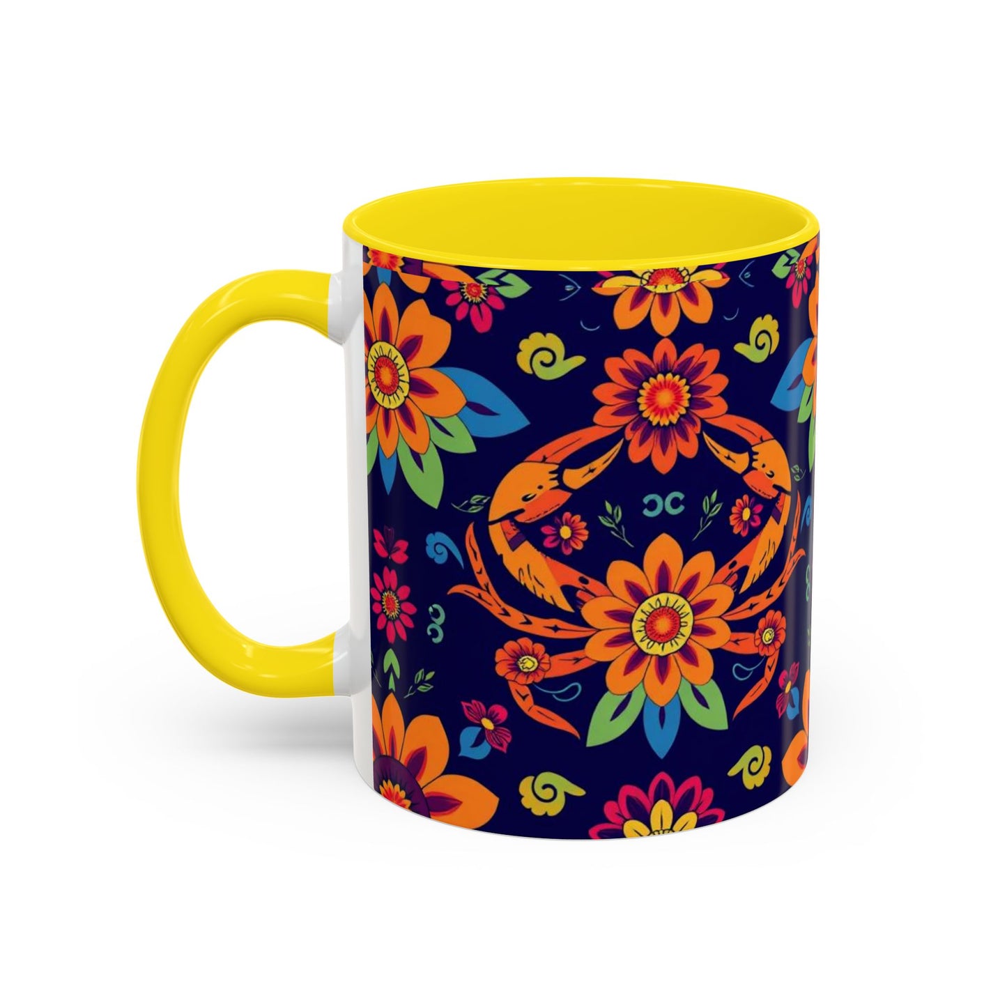 Accent Coffee Mug, Cancer, Zodiac, Flower Pattern, (11, 15oz)