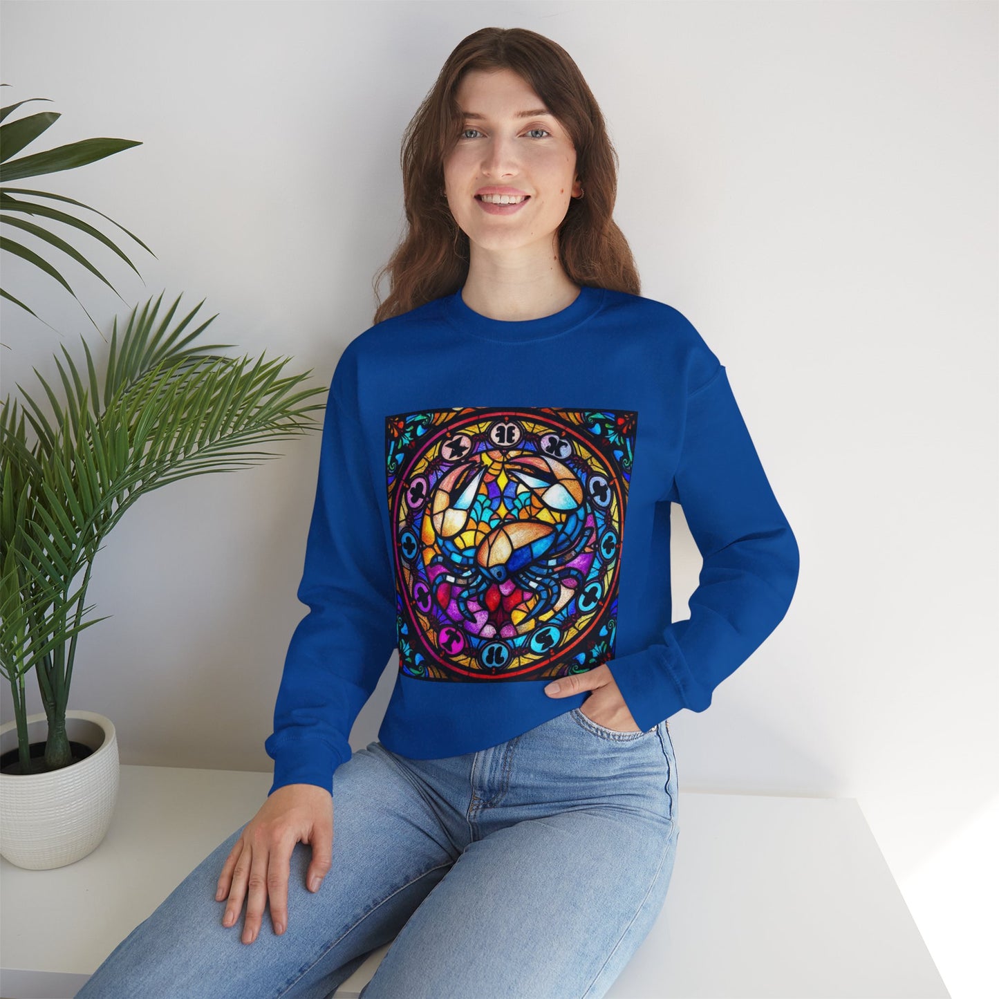 Unisex Heavy Blend™ Crewneck Sweatshirt, Glass, Cancer Zodiac Design