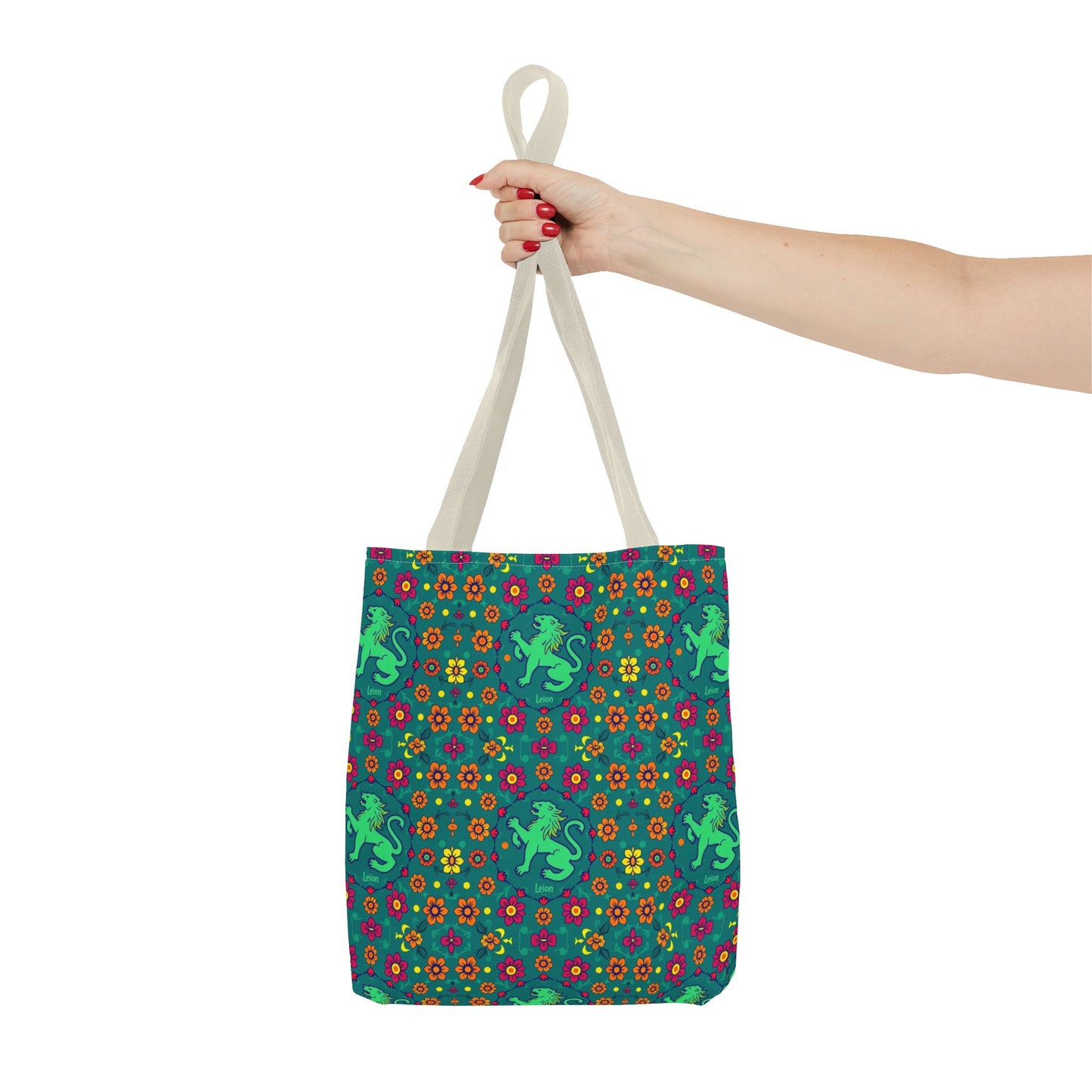 Tote Bag (AOP), Leo, Zodiac v1, Flower Pattern