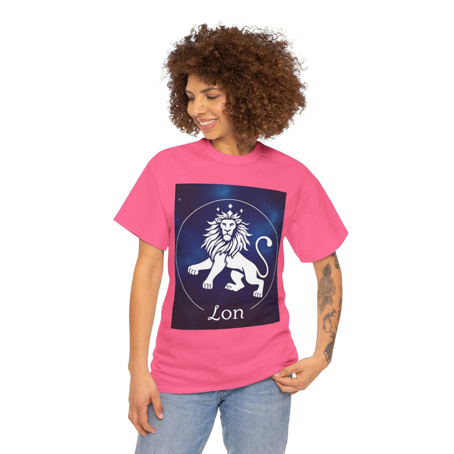 Unisex Heavy Cotton T-Shirt, Space Lion v1, Leo Zodiac Design