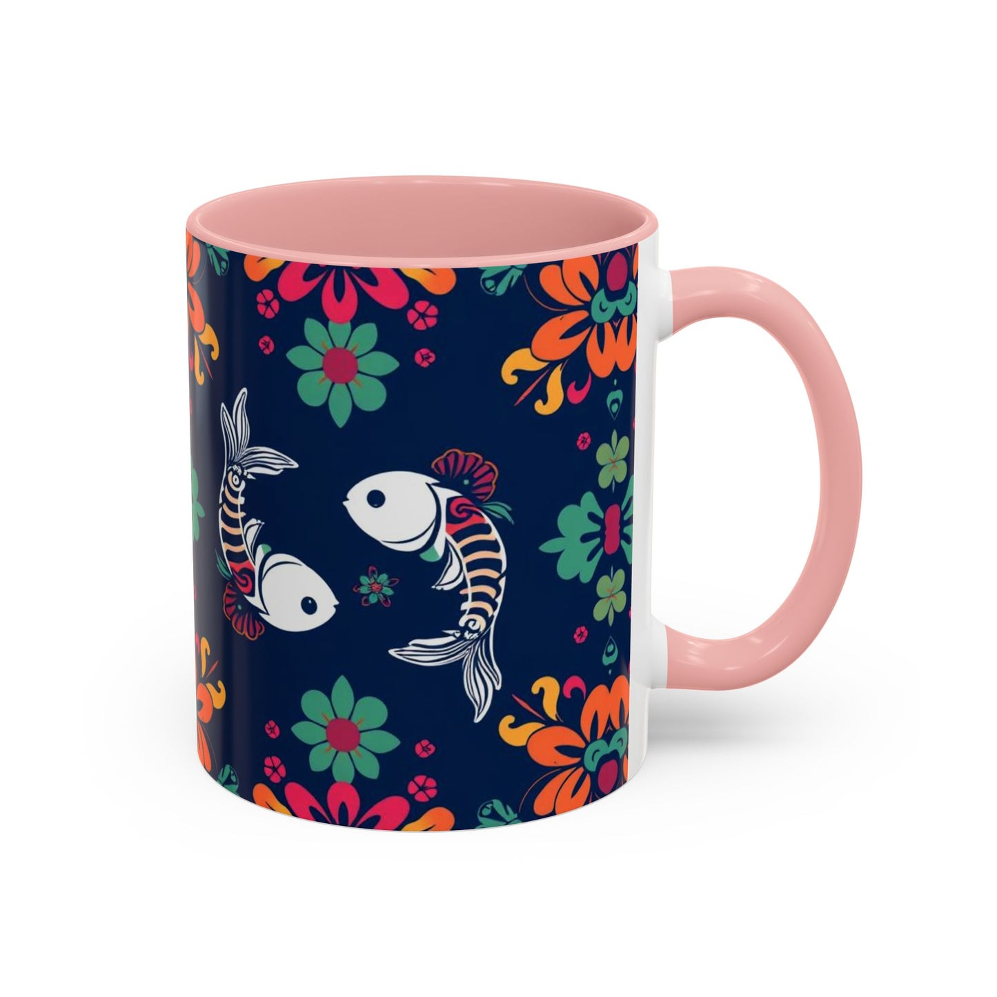 Accent Coffee Mug, Pisces, Zodiac. Flower Pattern, (11, 15oz)
